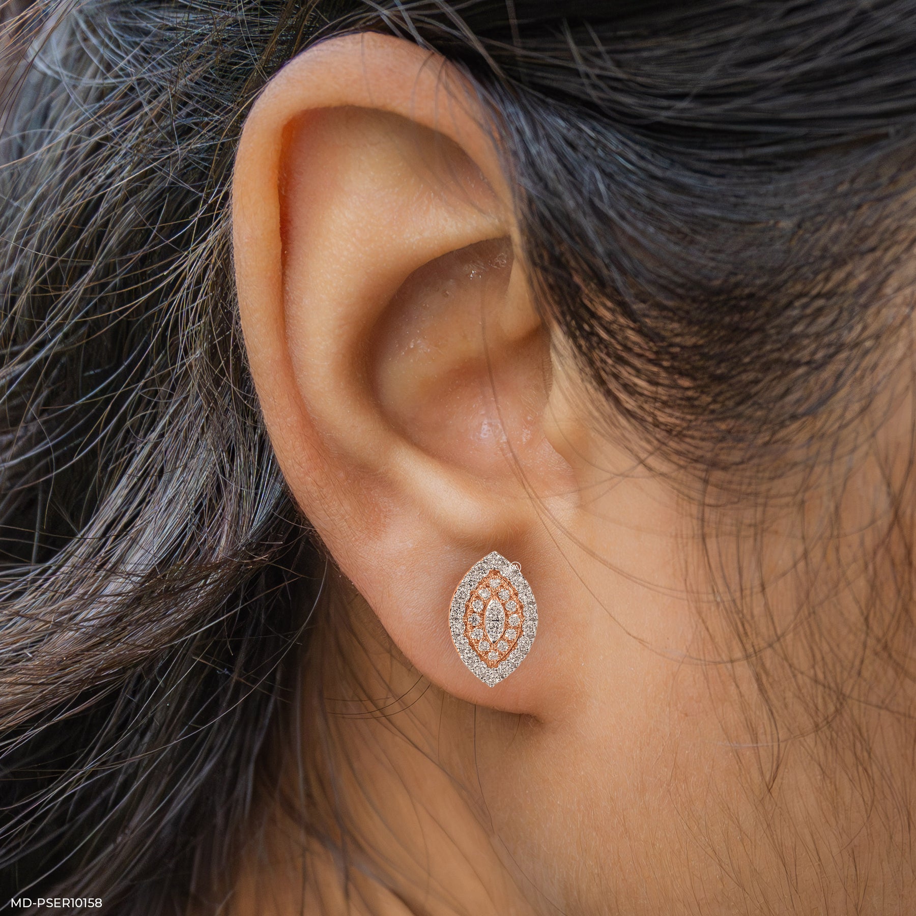 0.75 Carat Cluster Double Halo Lab Diamond Earrings 14K Rose Gold