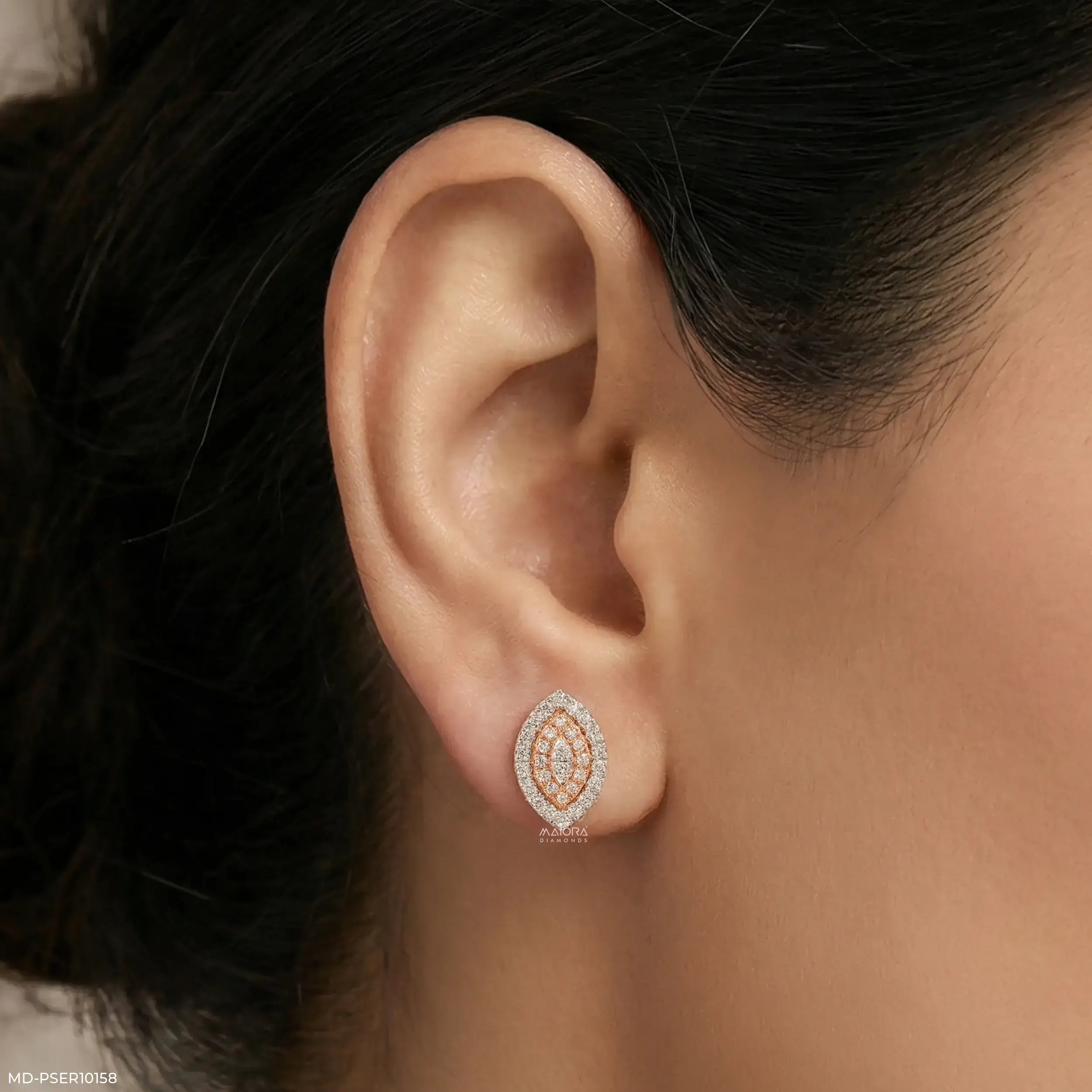 0.75 Carat Cluster Double Halo Lab Diamond Earrings 14K Rose Gold