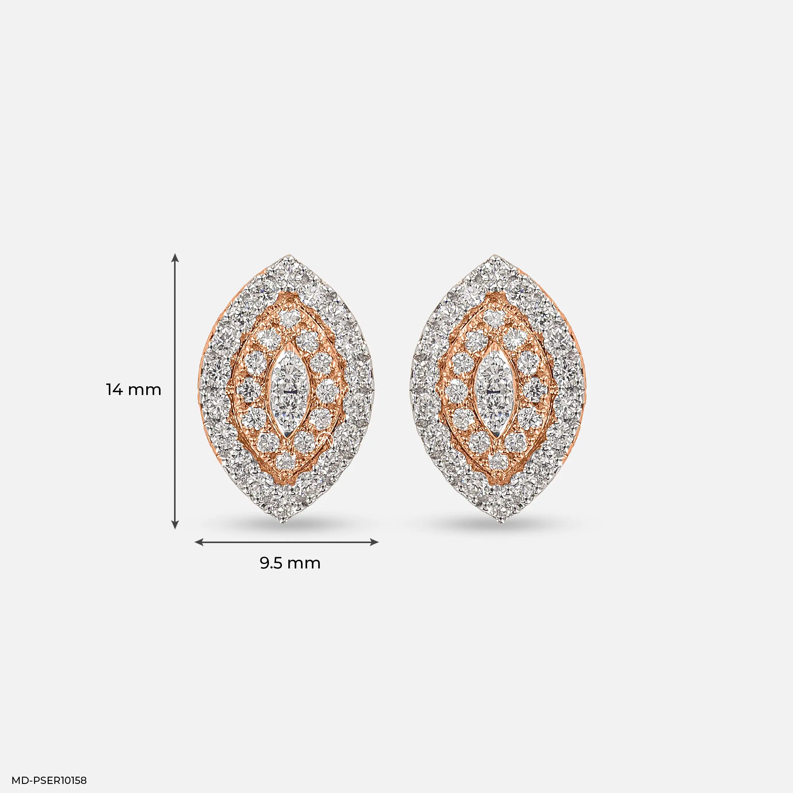 0.75 Carat Cluster Double Halo Lab Diamond Earrings 14K Rose Gold