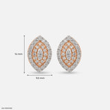 0.75 Carat Cluster Double Halo Lab Diamond Earrings 14K Rose Gold