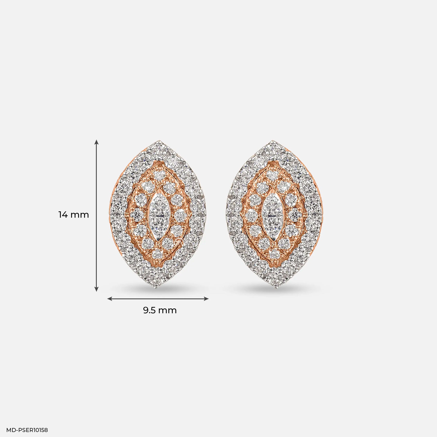 0.75 Carat Cluster Double Halo Lab Diamond Earrings 14K Rose Gold