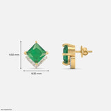 Glamorous Emerald Studs Earrings 9K Yellow Gold