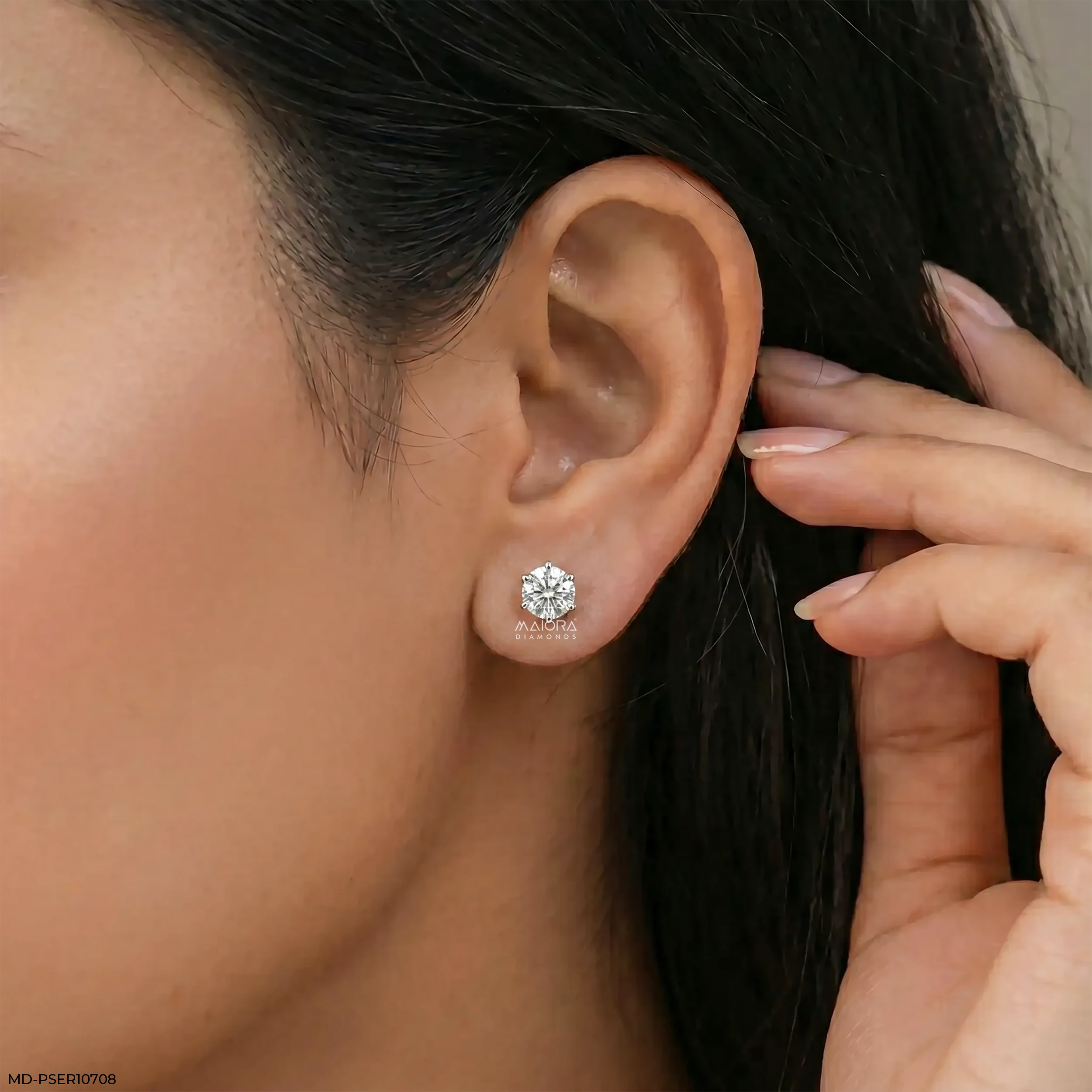 1.45 Carat Floating Halo Lab Diamond Studs 14K Rose Gold