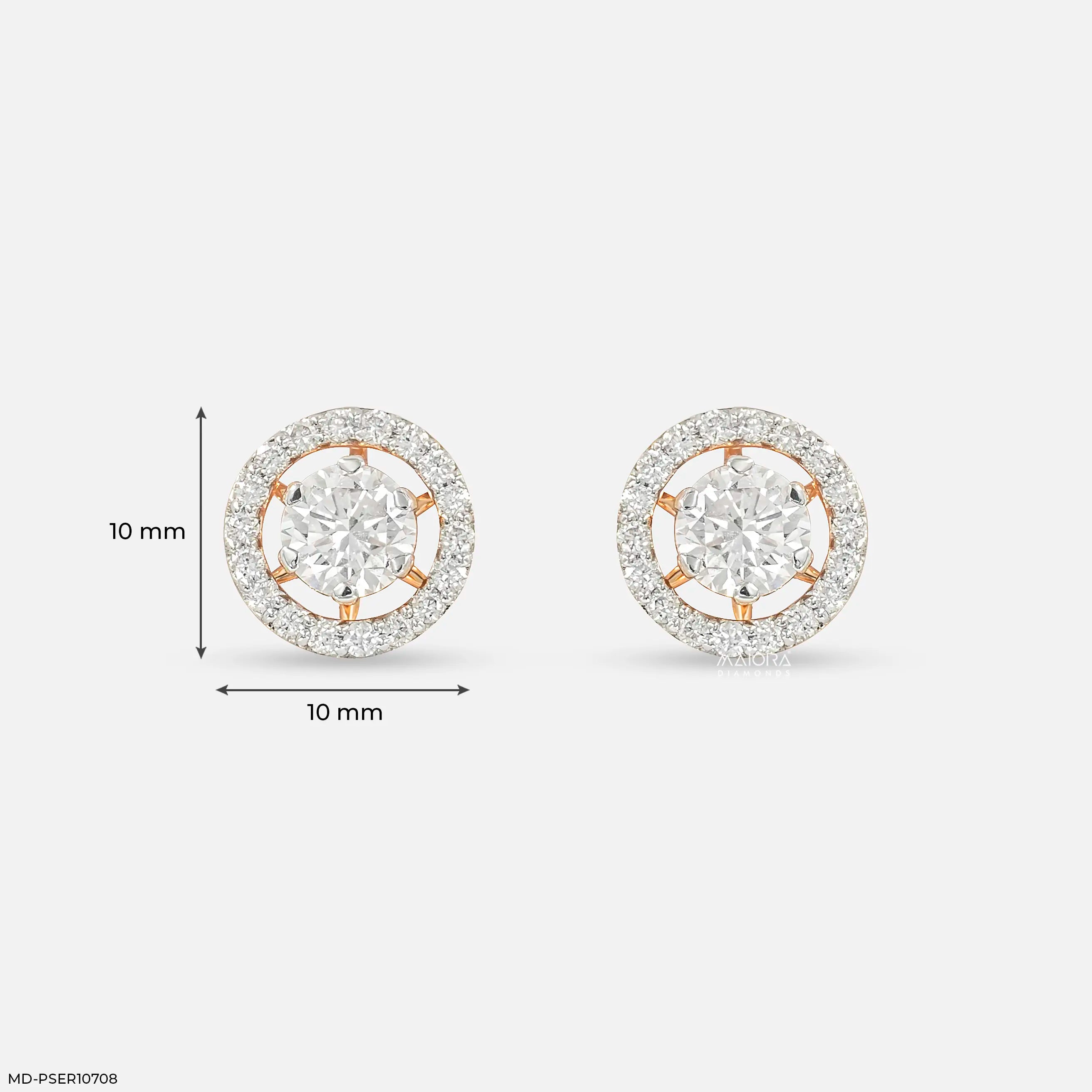 1.45 Carat Floating Halo Lab Diamond Studs 14K Rose Gold