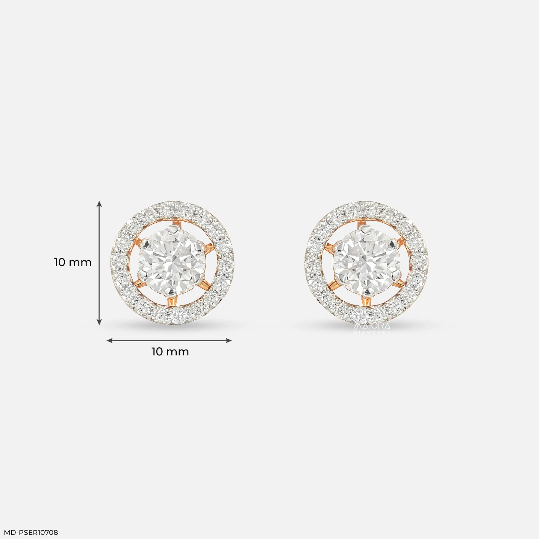 1.45 Carat Floating Halo Lab Diamond Studs 14K Rose Gold