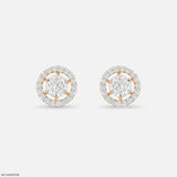 1.45 Carat Floating Halo Lab Diamond Studs 14K Rose Gold