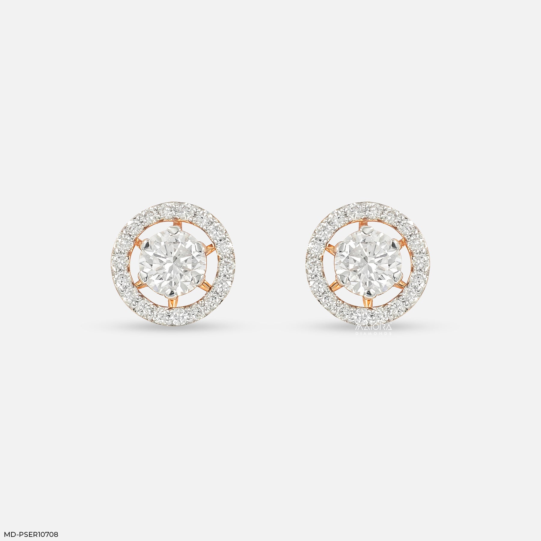 1.45 Carat Floating Halo Lab Diamond Studs 14K Rose Gold