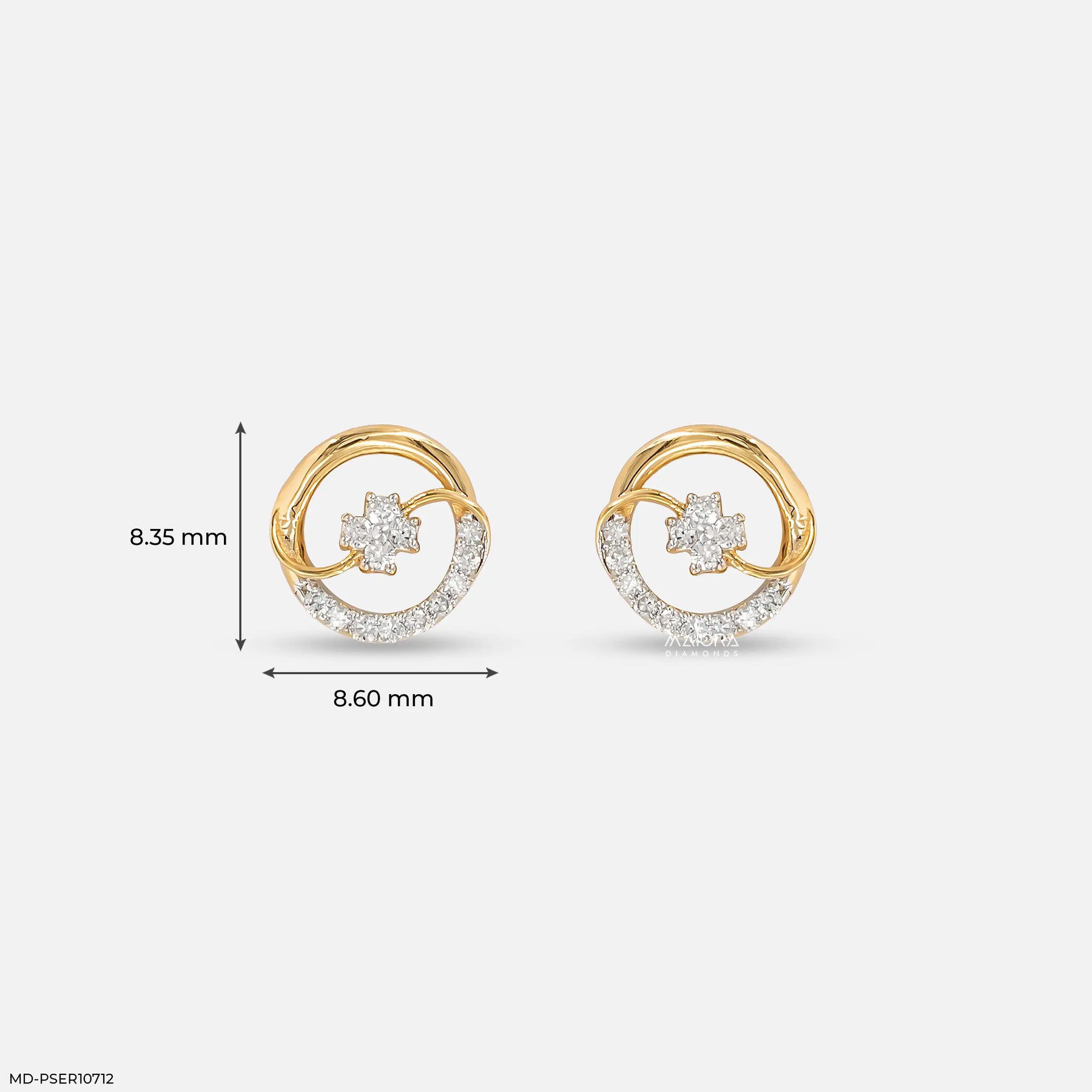 Arc Vortex Diamond Earrings 9K Yellow Gold