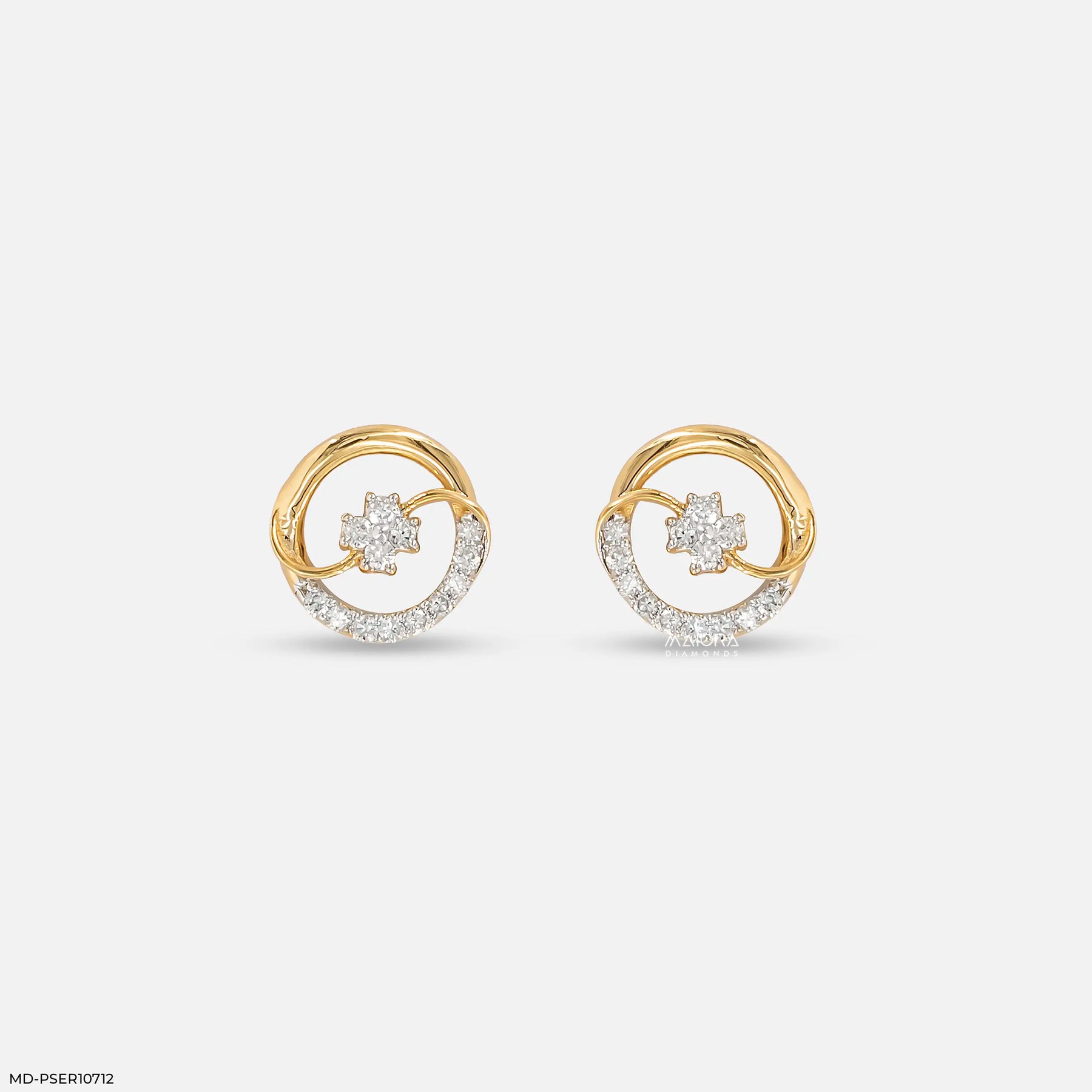 Arc Vortex Diamond Earrings 9K Yellow Gold