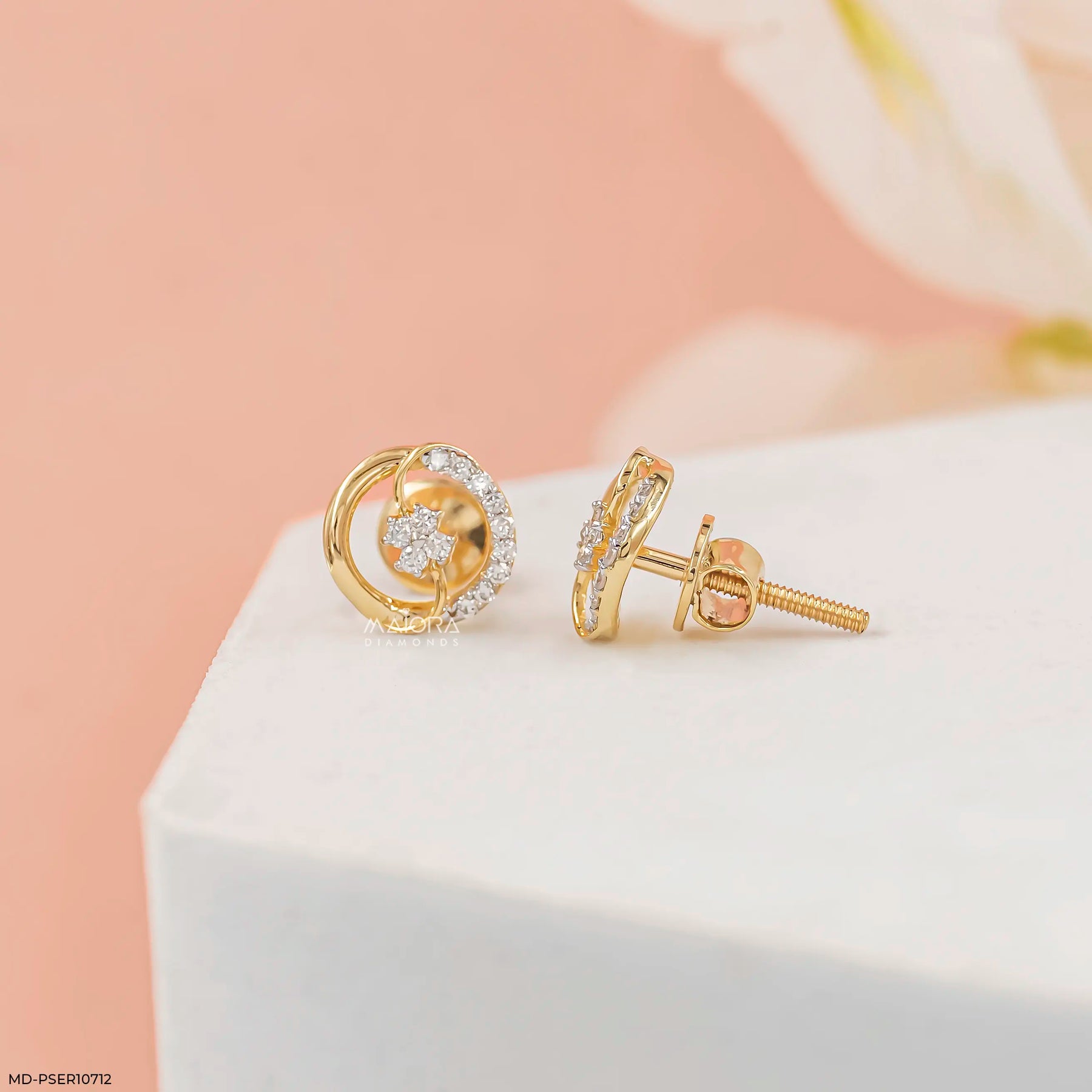 Arc Vortex Diamond Earrings 9K Yellow Gold