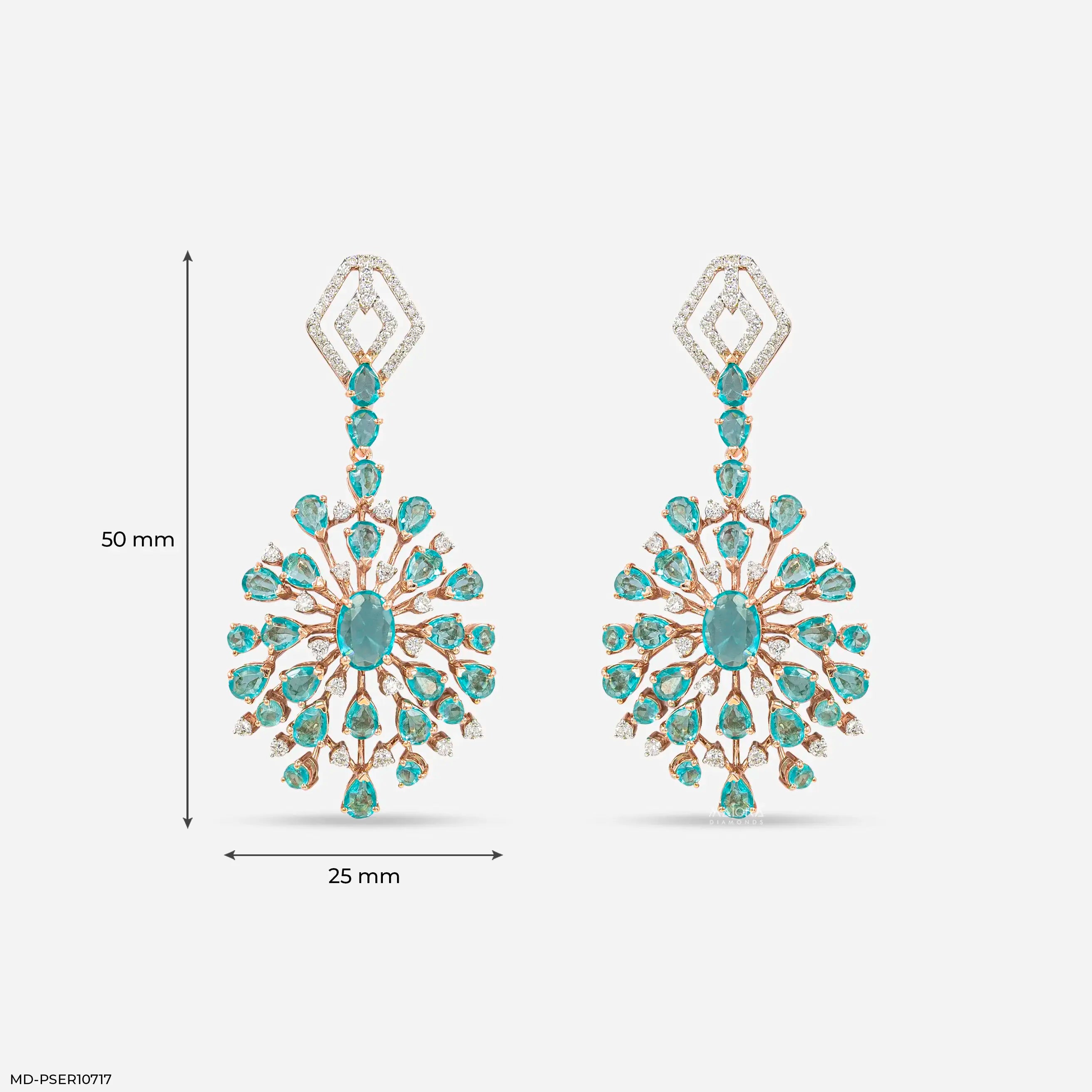 Ocean Blue Drop Diamond Earrings Platinum 950
