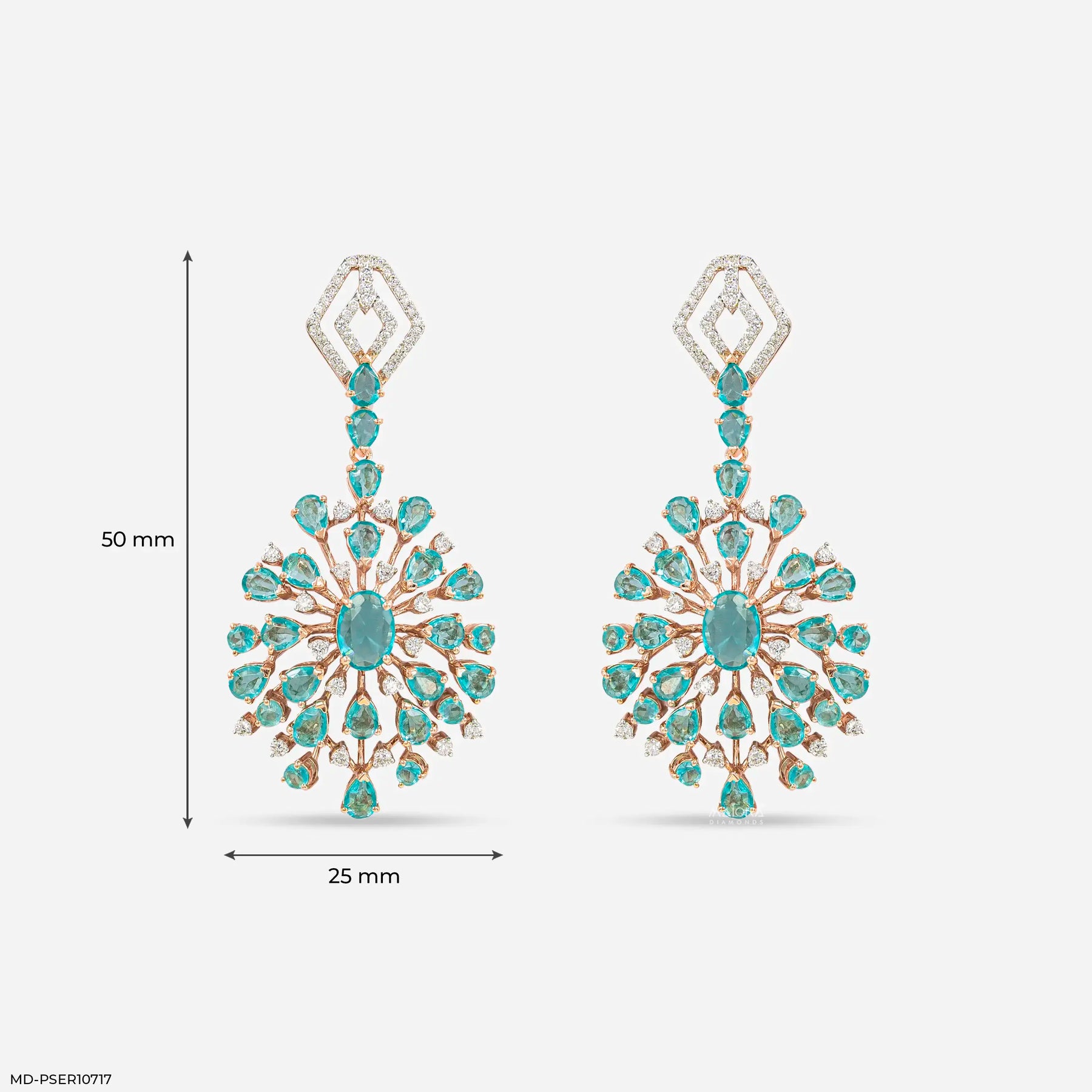 Ocean Blue Drop Diamond Earrings 9K White Gold