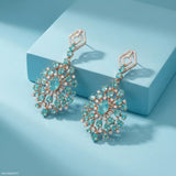 Ocean Blue Drop Diamond Earrings 9K White Gold