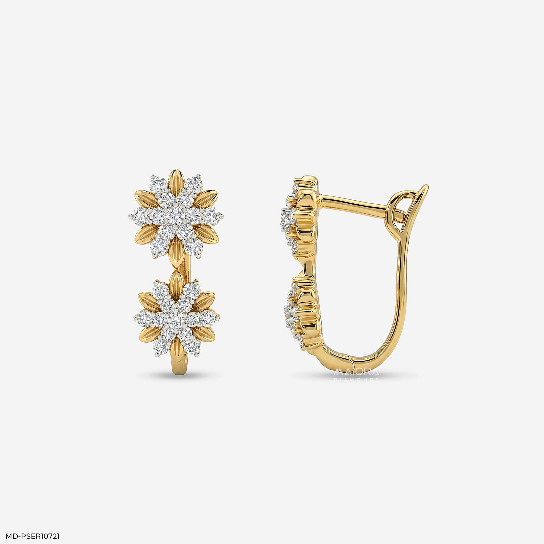 0.35 Carat Round Solitaire Diamond Stud 18K Yellow Gold