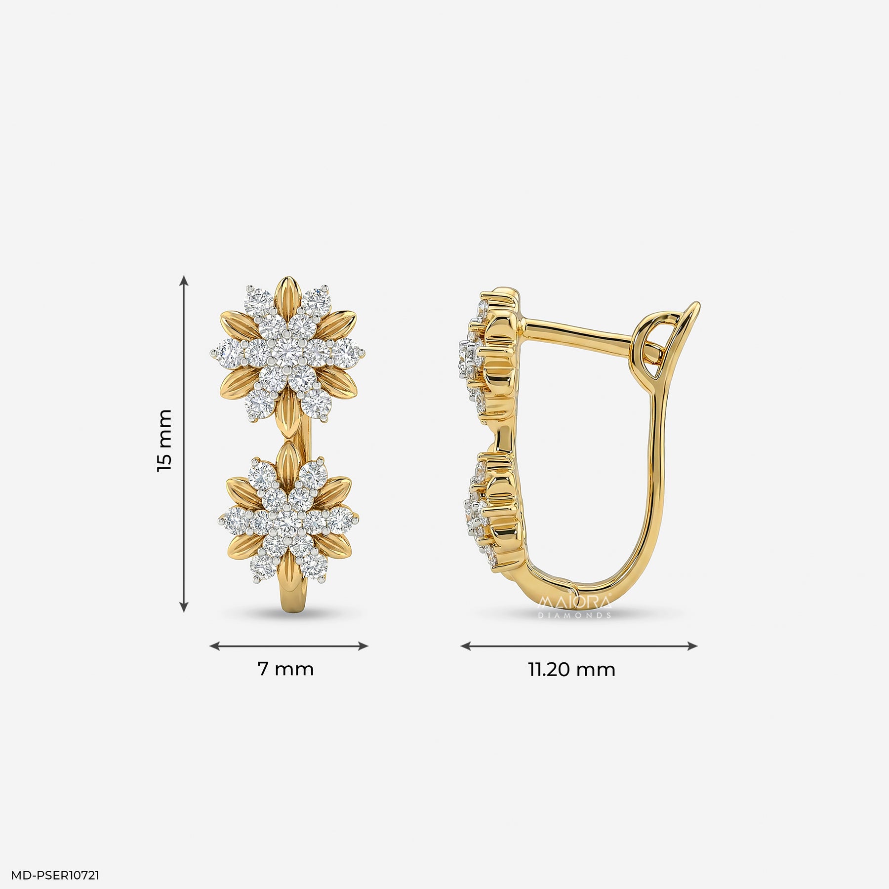 0.35 Carat Round Solitaire Diamond Stud 18K Yellow Gold
