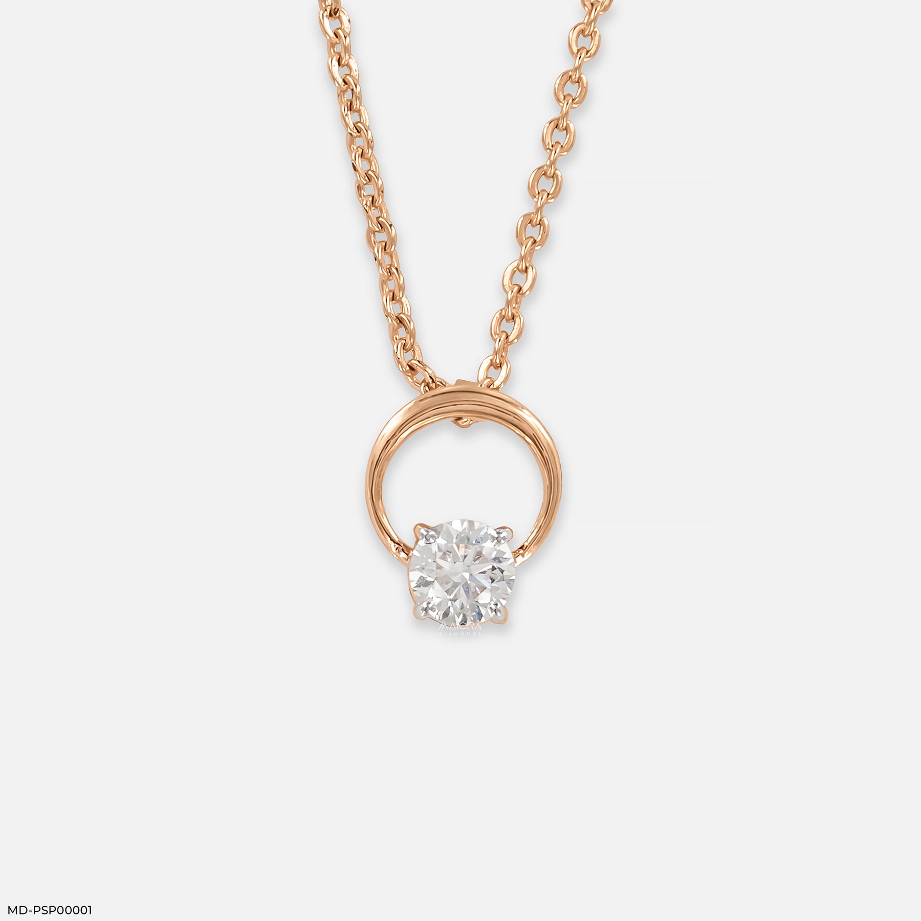 0.35 Carat Lunar Halo Lab Diamond Pendant 14K Rose Gold