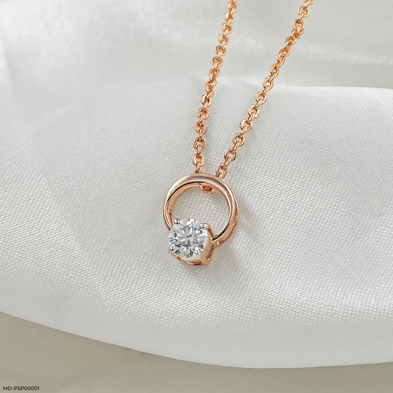 0.35 Carat Lunar Halo Lab Diamond Pendant 14K Rose Gold