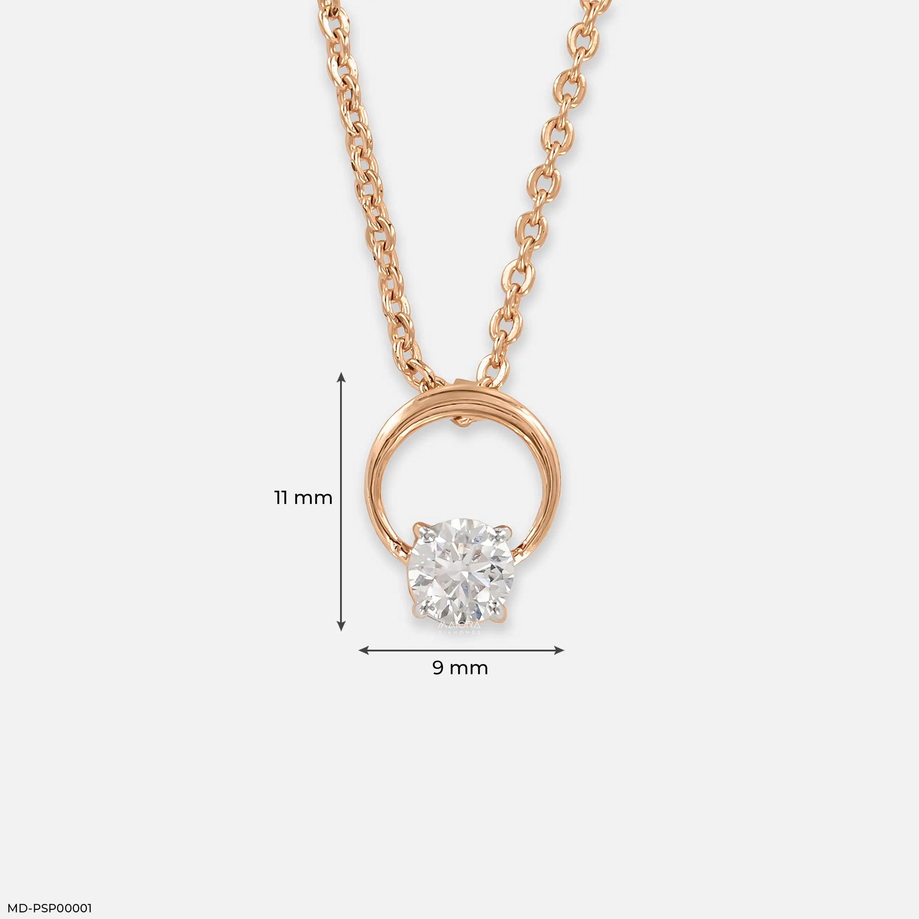 0.35 Carat Lunar Halo Lab Diamond Pendant 14K Rose Gold