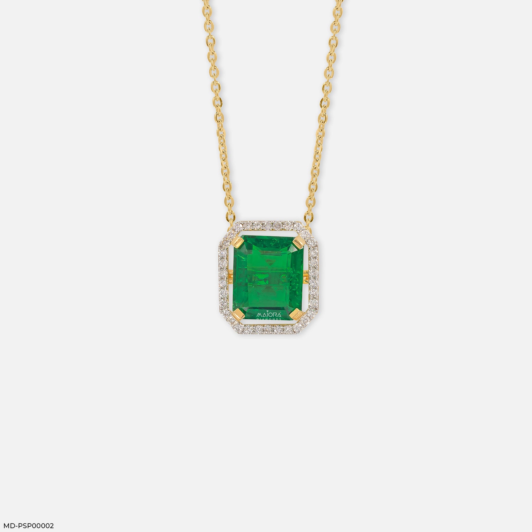 1.75 Carat Maharani Emerald Drop Lab Diamond Pendant 14K Yellow Gold