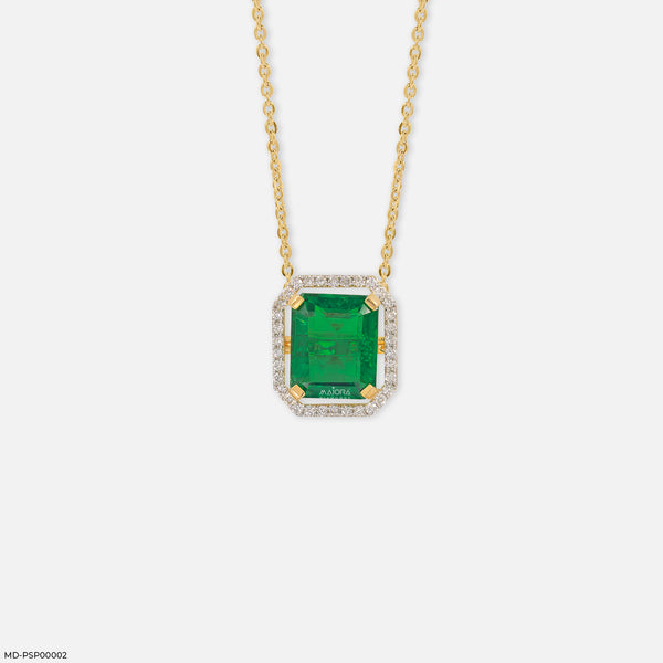 The Maharani Emerald Drop Lab Diamond Pendant 14K Yellow Gold