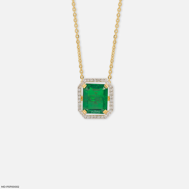 The Maharani Emerald Drop Lab Diamond Pendant 14K Yellow Gold