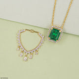The Maharani Emerald Drop Lab Diamond Pendant 14K Yellow Gold