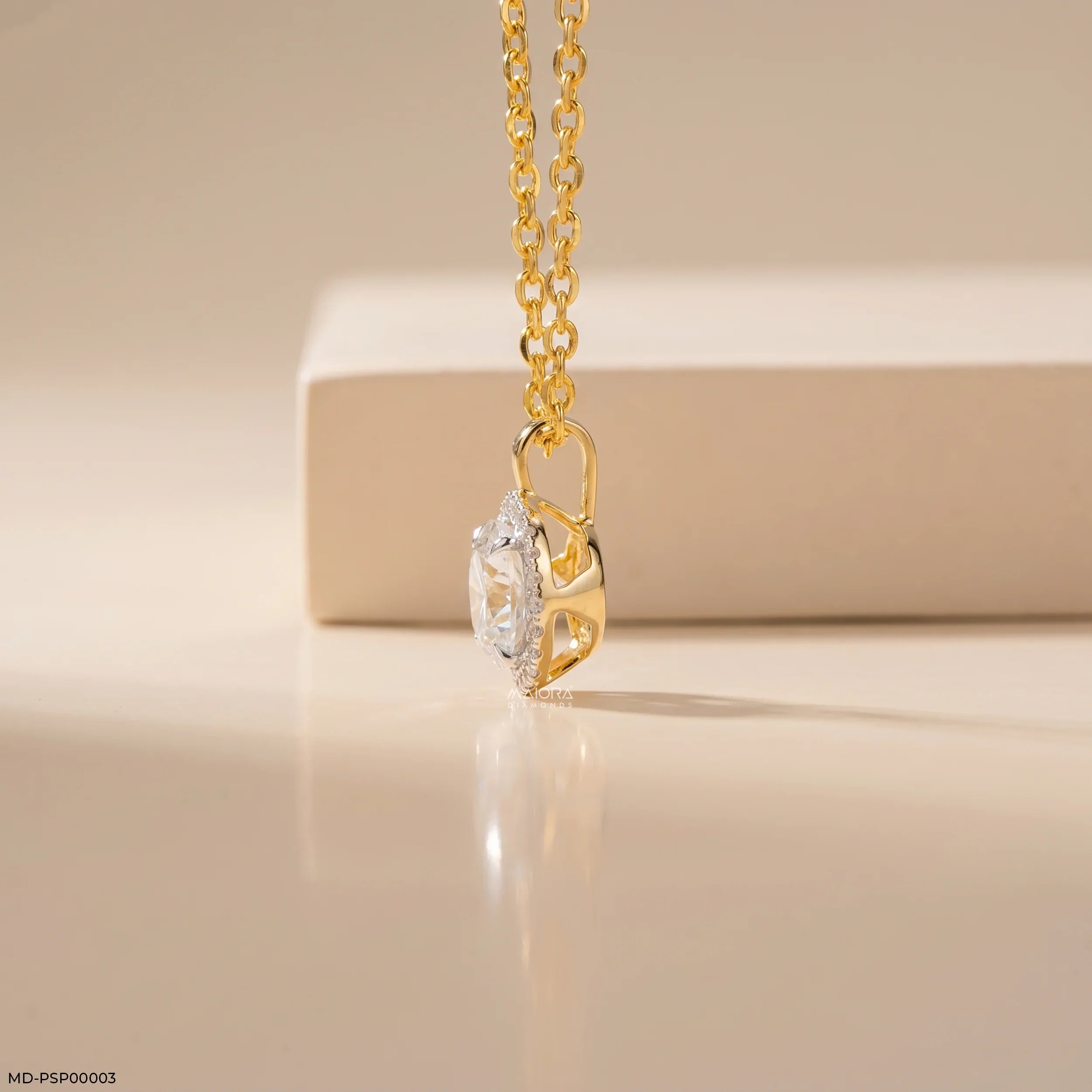 1.65 Carat Circlet Round Lab Diamond Solitaire Pendant in 14K Yellow Gold
