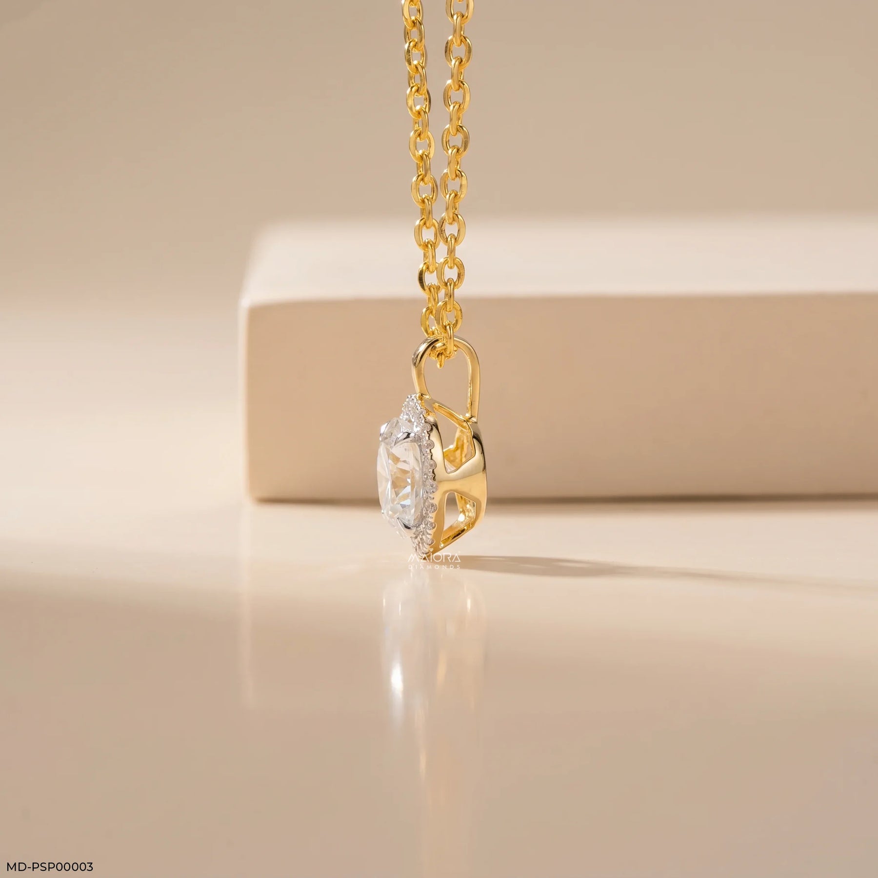 1.65 Carat Circlet Round Lab Diamond Solitaire Pendant in 14K Yellow Gold