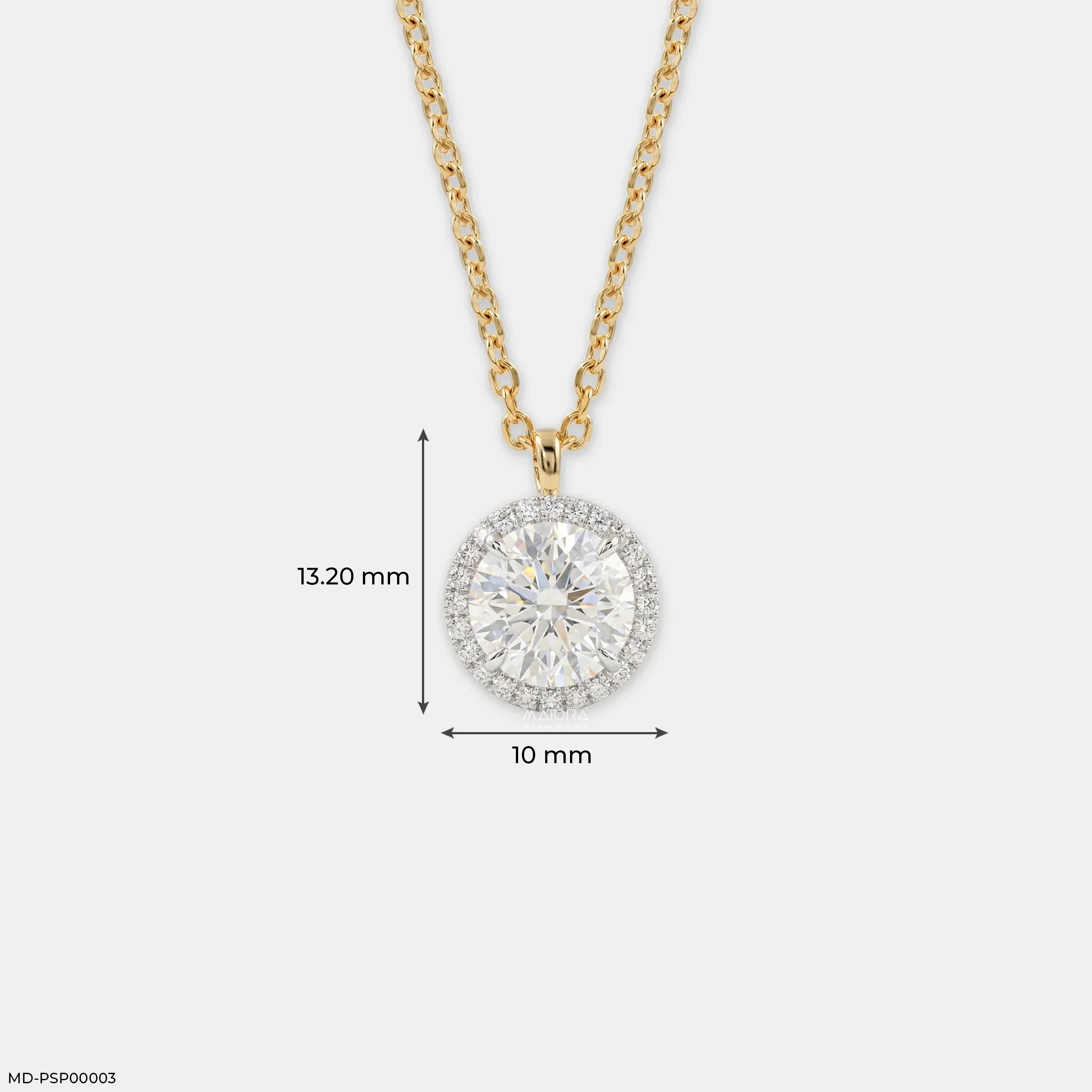1.65 Carat Circlet Round Lab Diamond Solitaire Pendant in 14K Yellow Gold