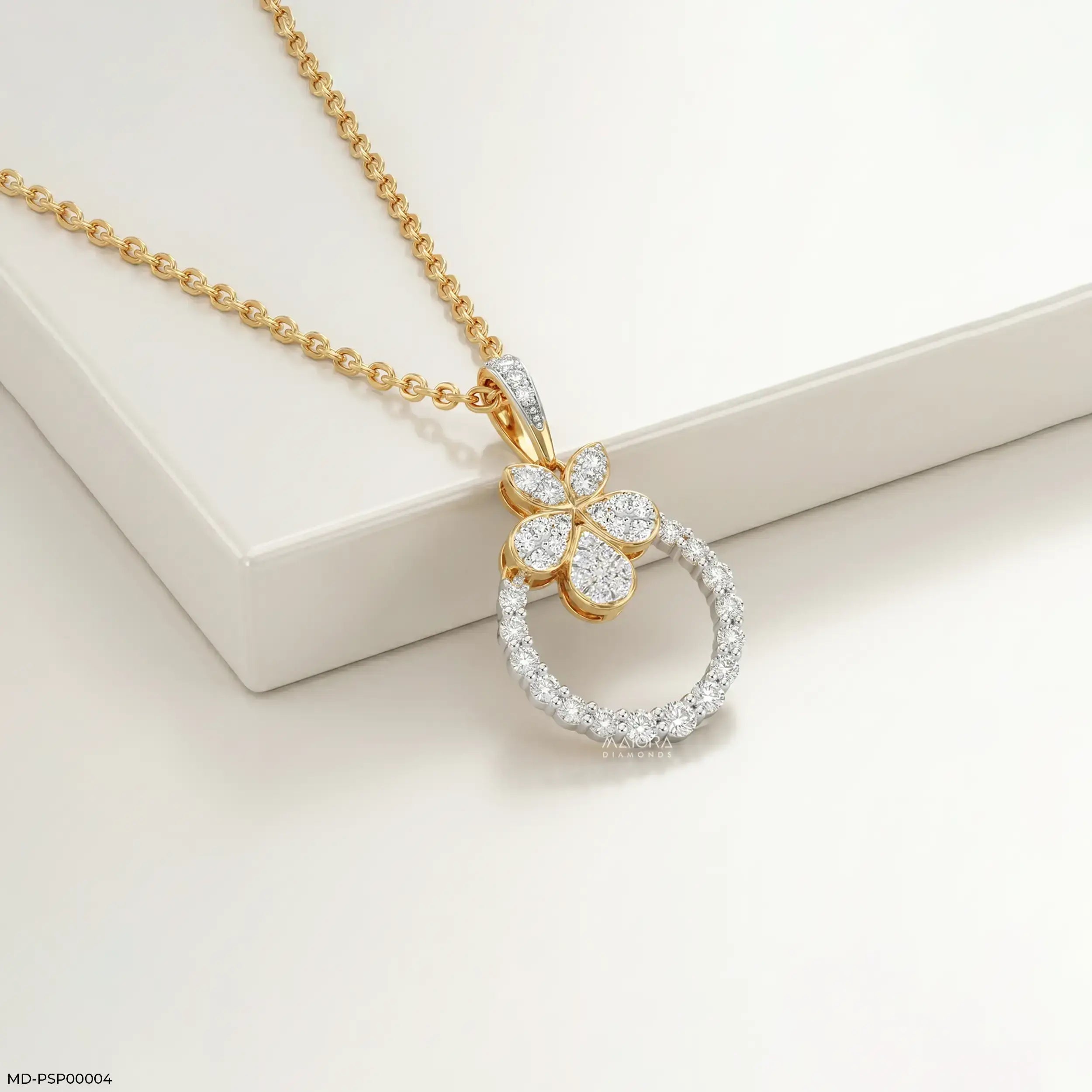 0.50 Carat Azure Trillion Halo Solitare Lab Diamond Pendant