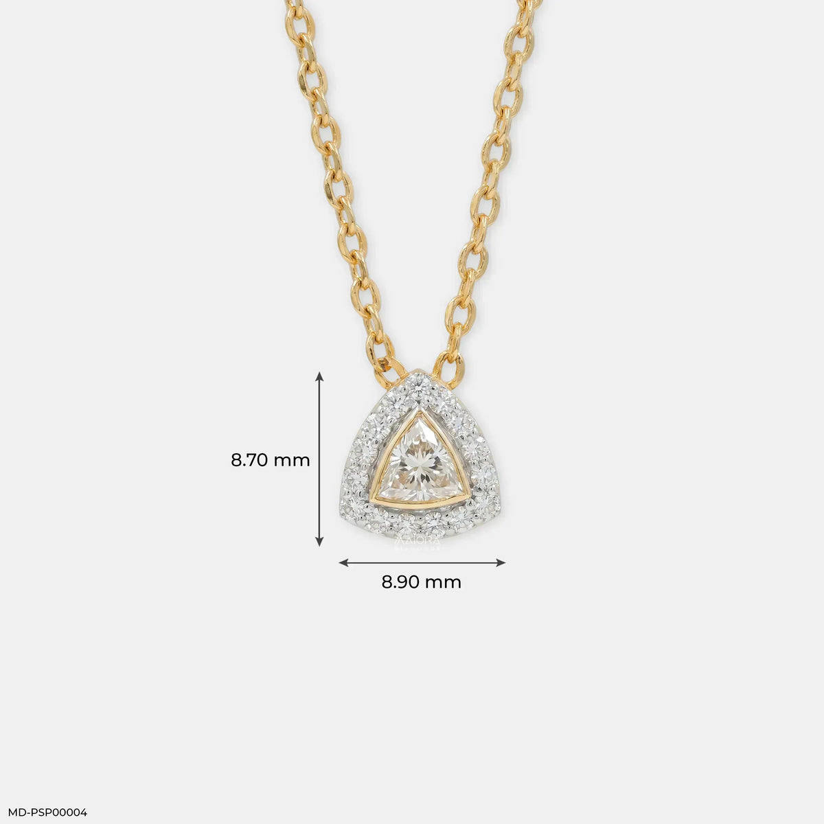 0.50 Carat Azure Trillion Halo Solitare Lab Diamond Pendant