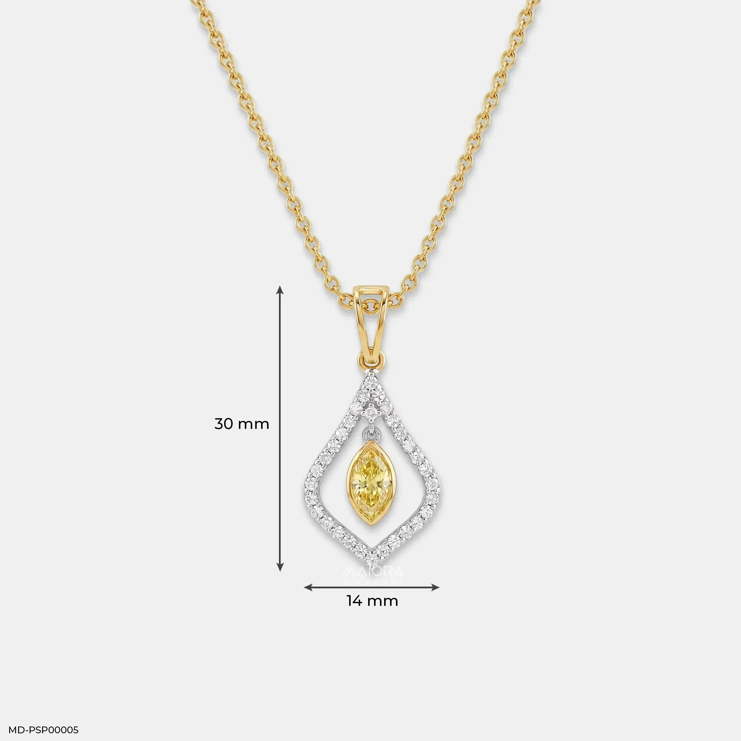 0.65 Carat Dual Shade Yellow Color Diamond Pendant 9K Yellow Gold