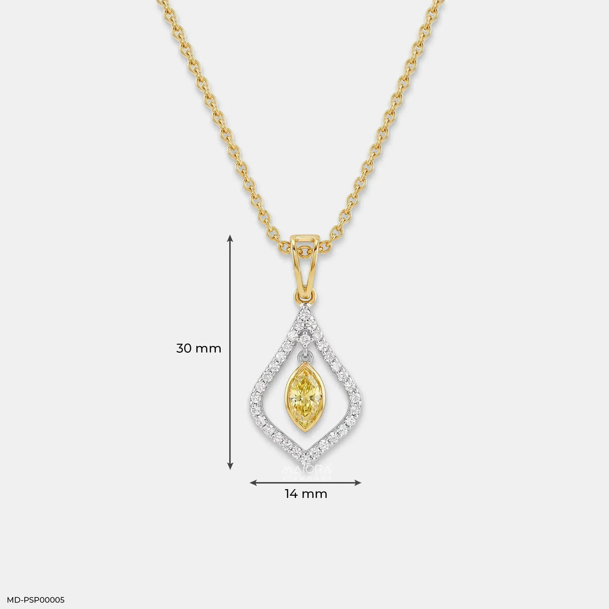 0.65 Carat Dual Shade Yellow Color Diamond Pendant