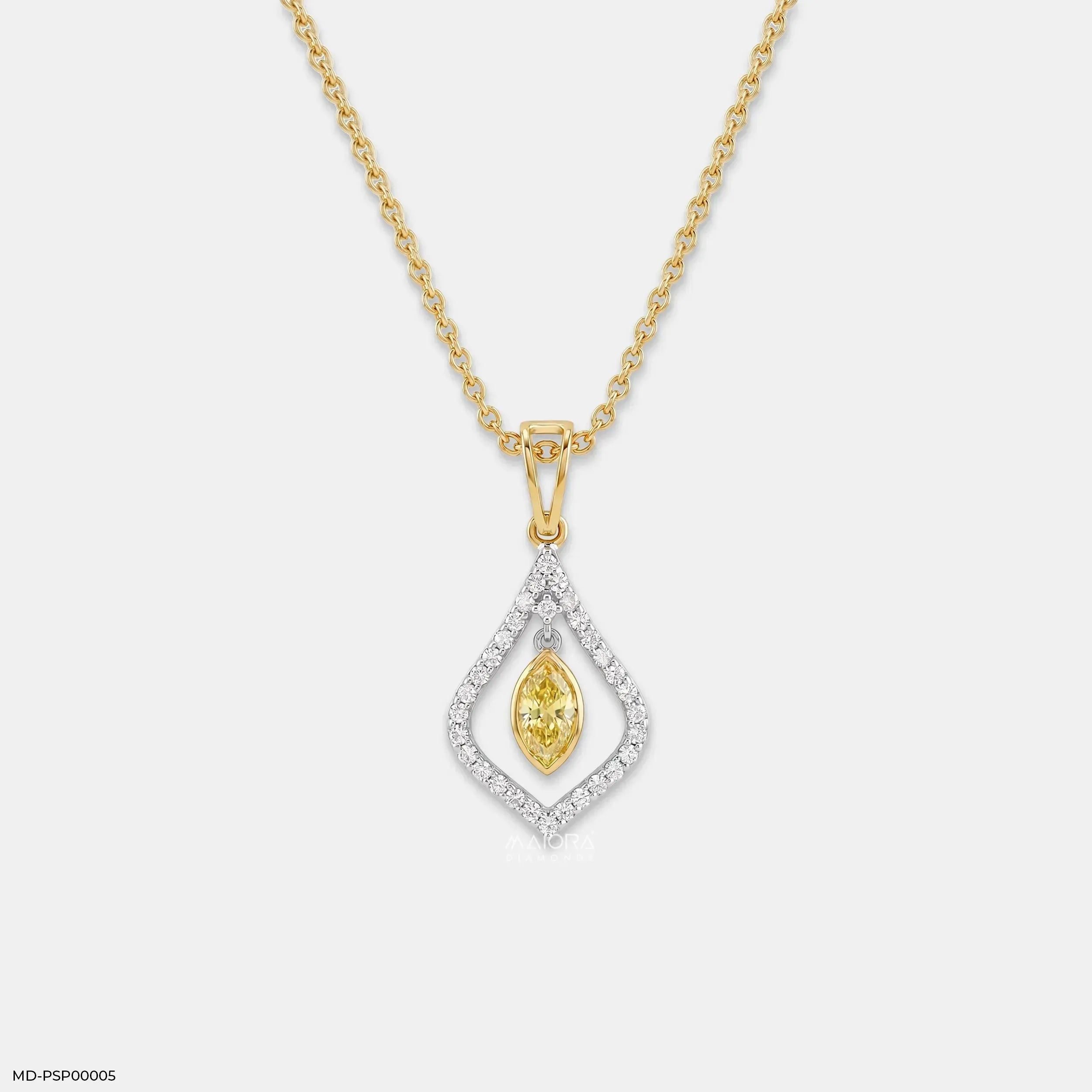 0.65 Carat Dual Shade Yellow Color Diamond Pendant