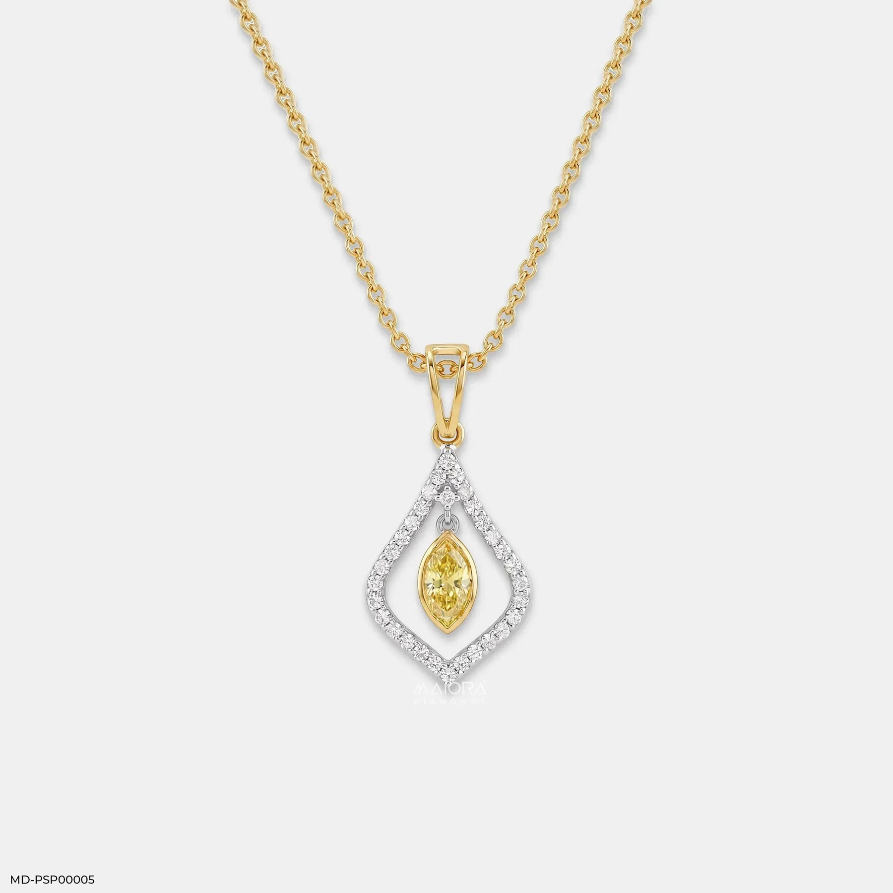 0.65 Carat Dual Shade Yellow Color Diamond Pendant 9K Yellow Gold
