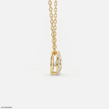 0.50 Carat Azure Trillion Halo Solitare Lab Diamond Pendant 14K Yellow Gold