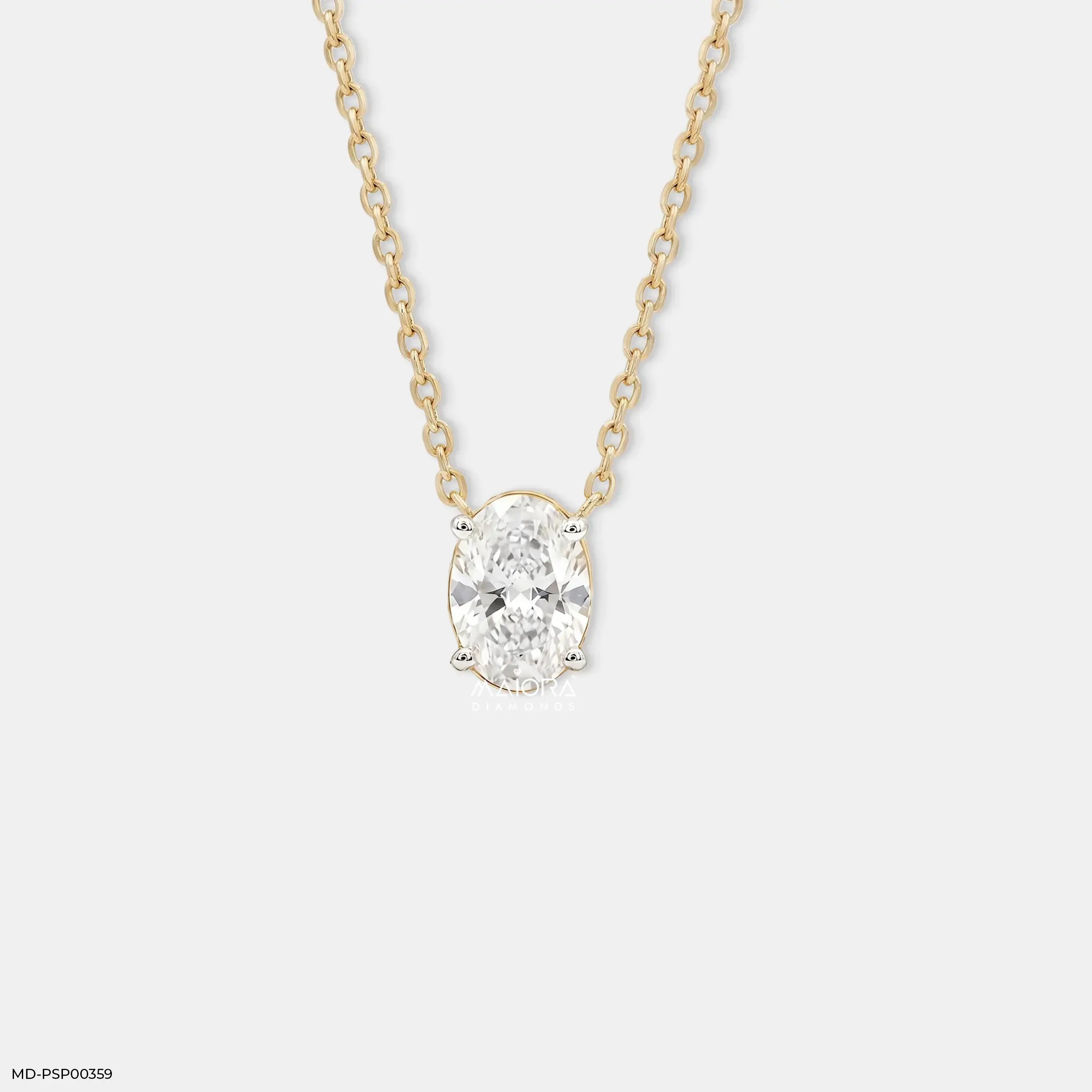 Stylish Hexa Oval Solitaire Diamond Pendant
