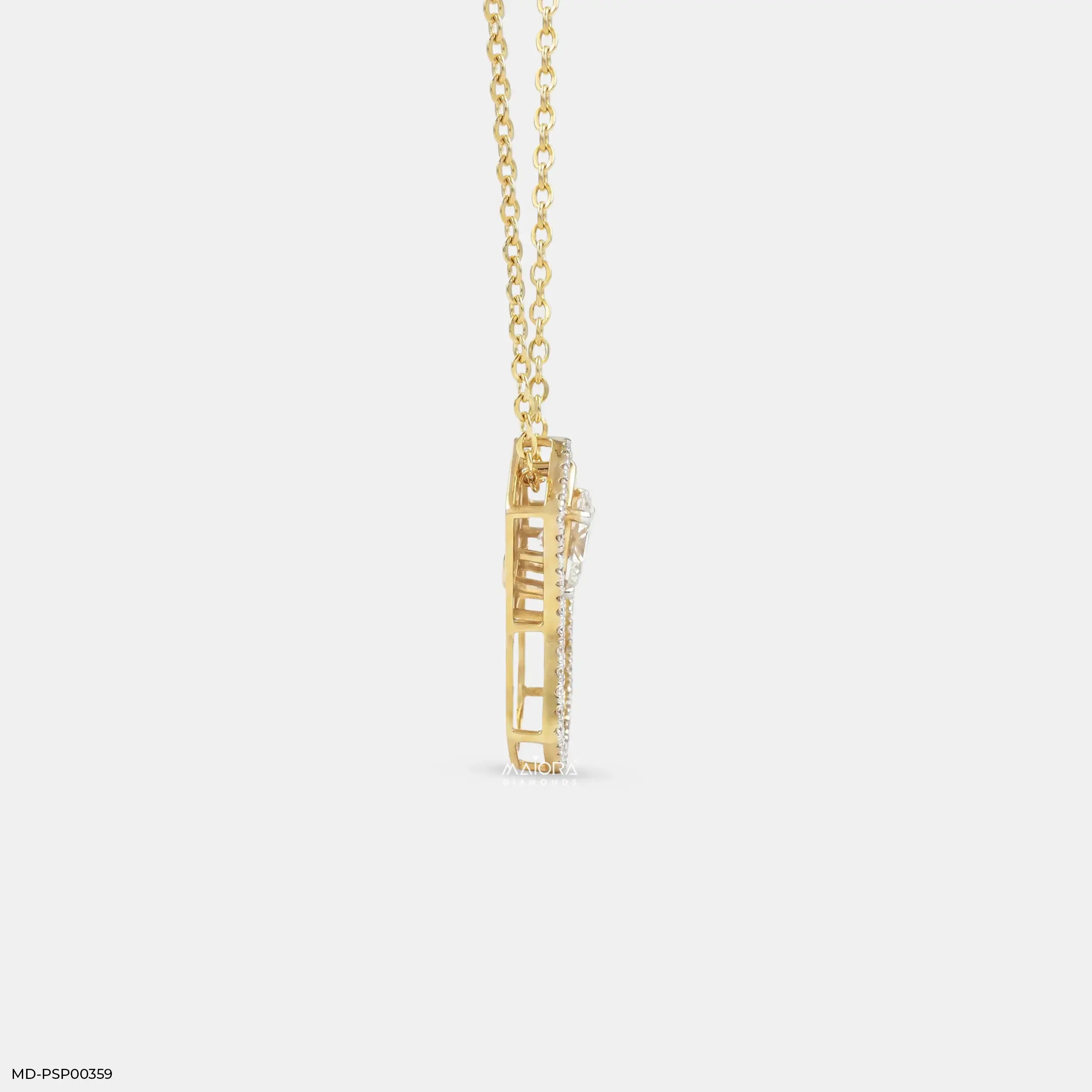 Stylish Hexa Oval Solitaire Diamond Pendant