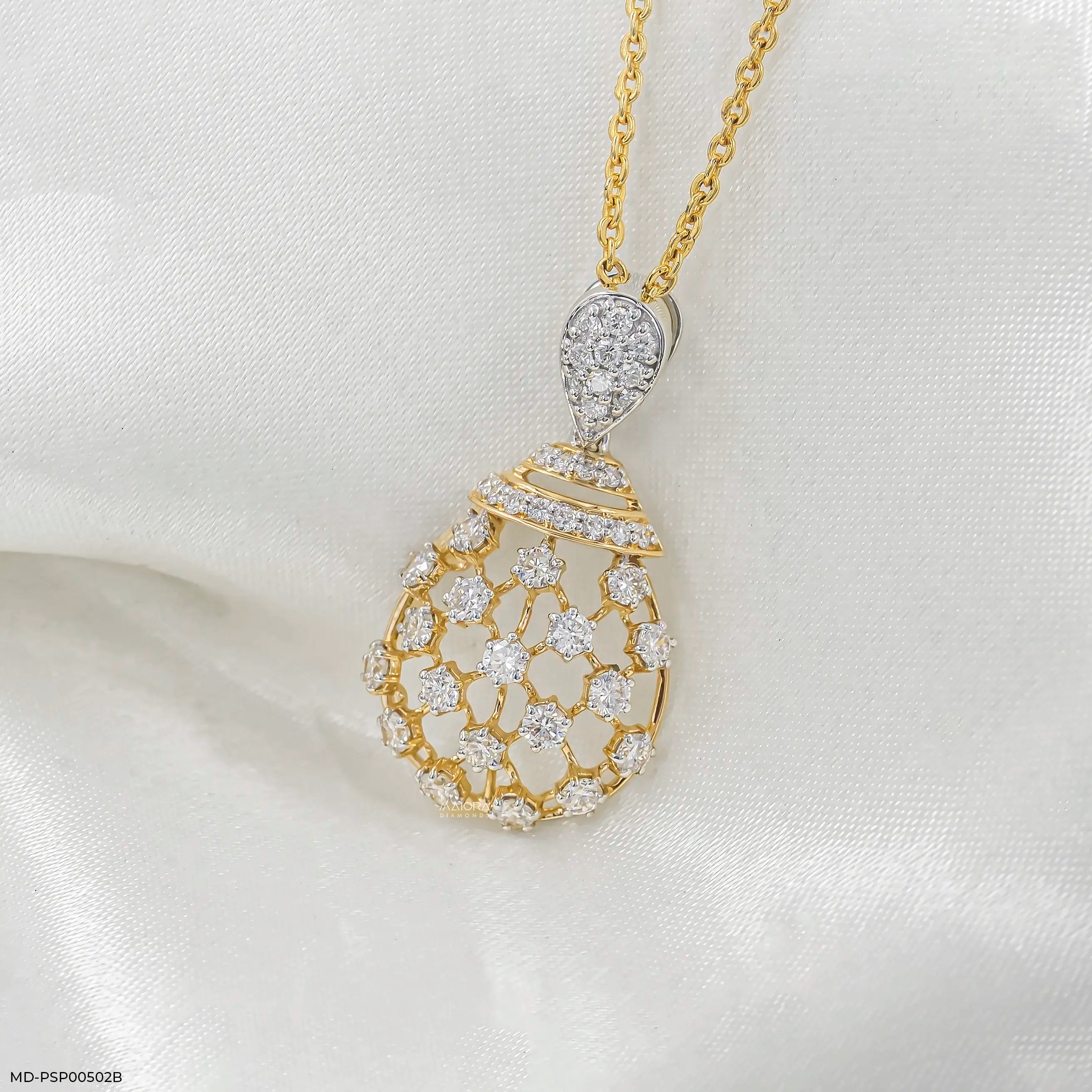1.35 Carat Radiant Nebula Lab Diamond Pendant 9K Yellow Gold