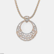 Lace-Design Diamond Pendant 9K Rose Gold