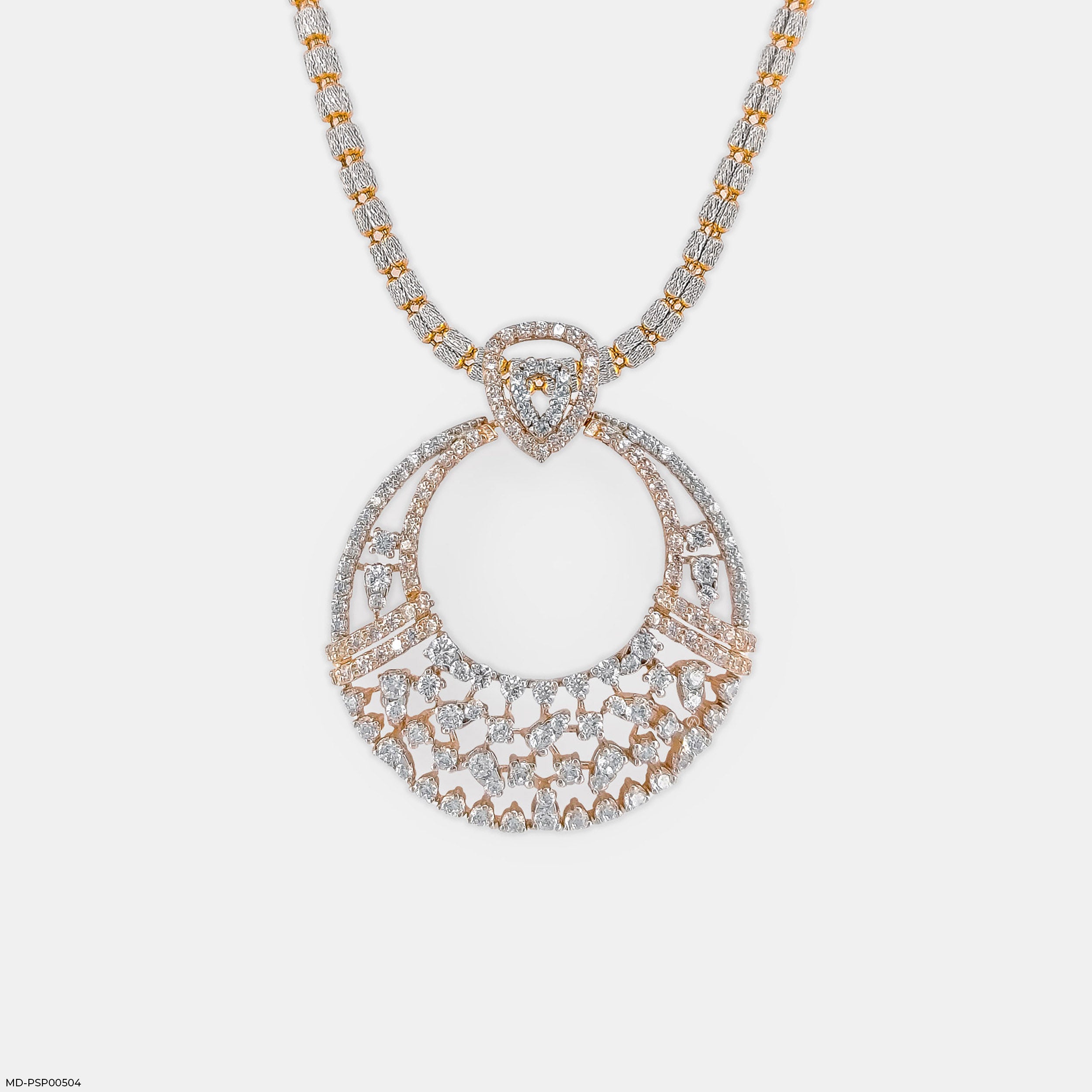 Lace-Design Diamond Pendant 9K Rose Gold