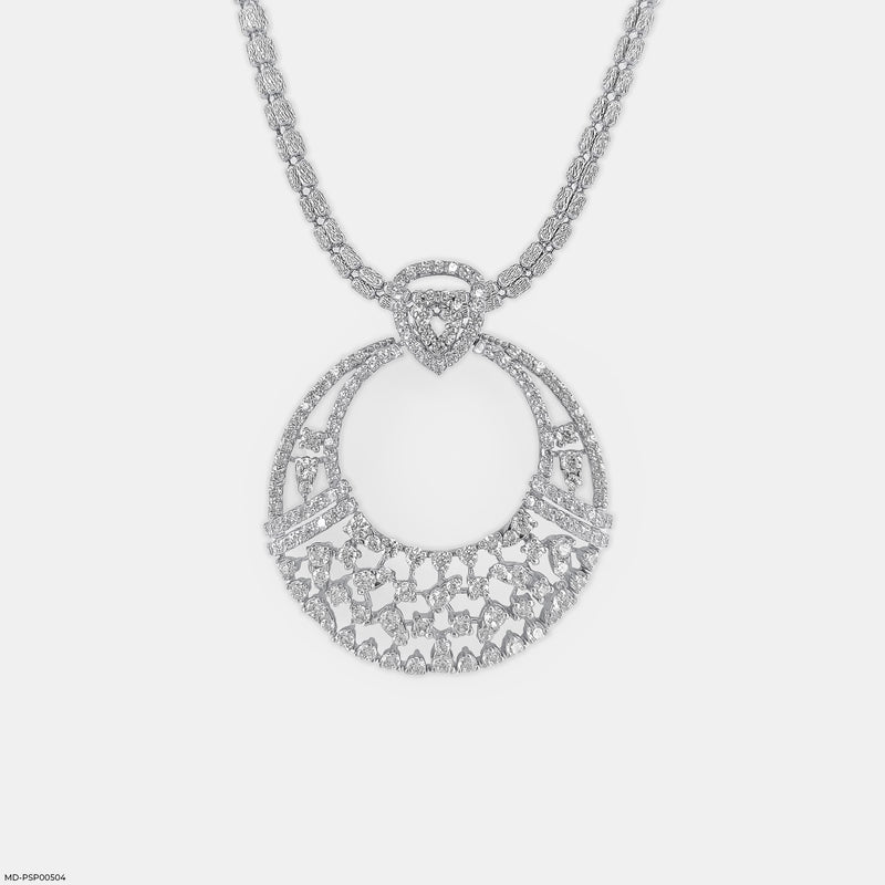 Lace-Design Diamond Pendant 14K Yellow Gold
