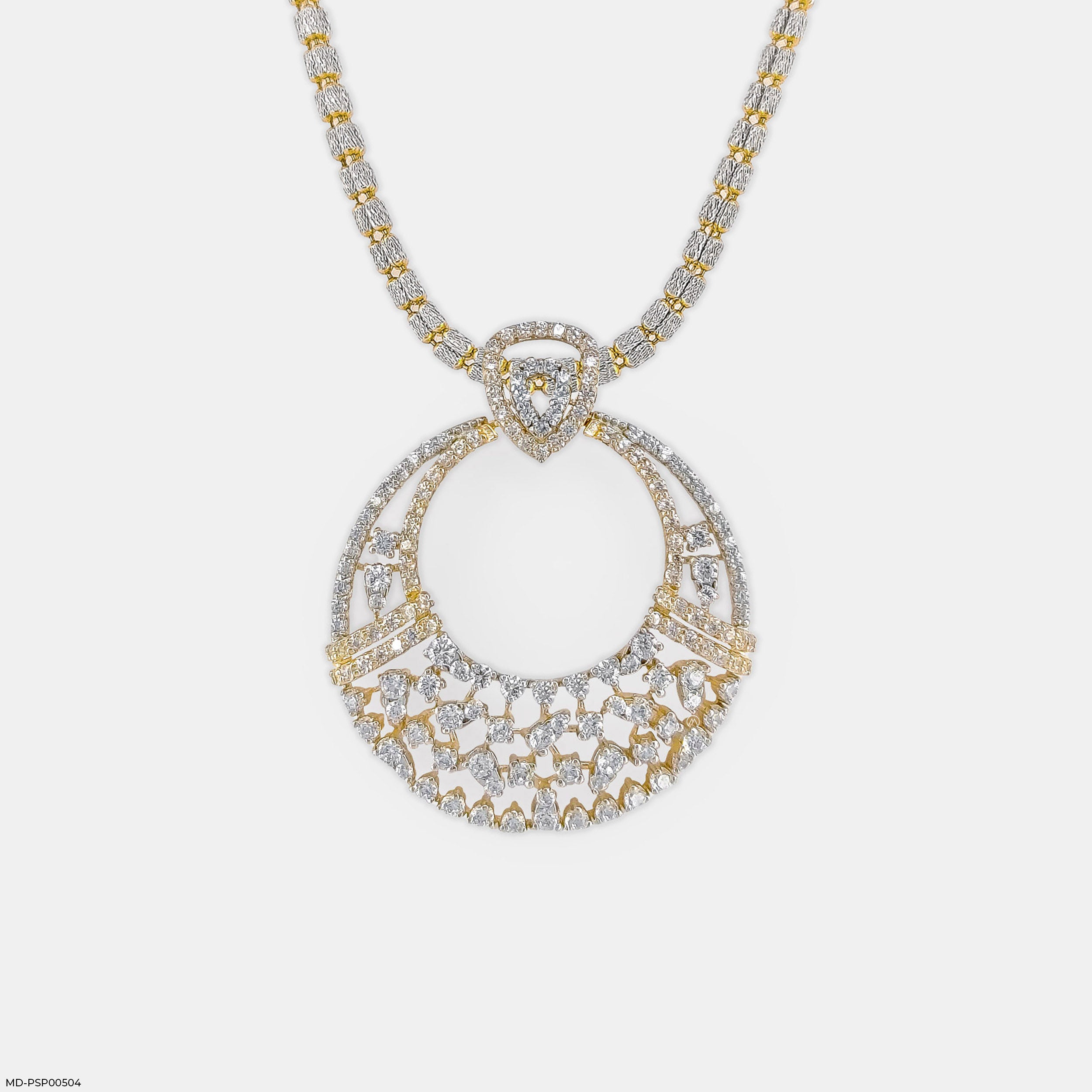 Lace-Design Diamond Pendant 14K Yellow Gold