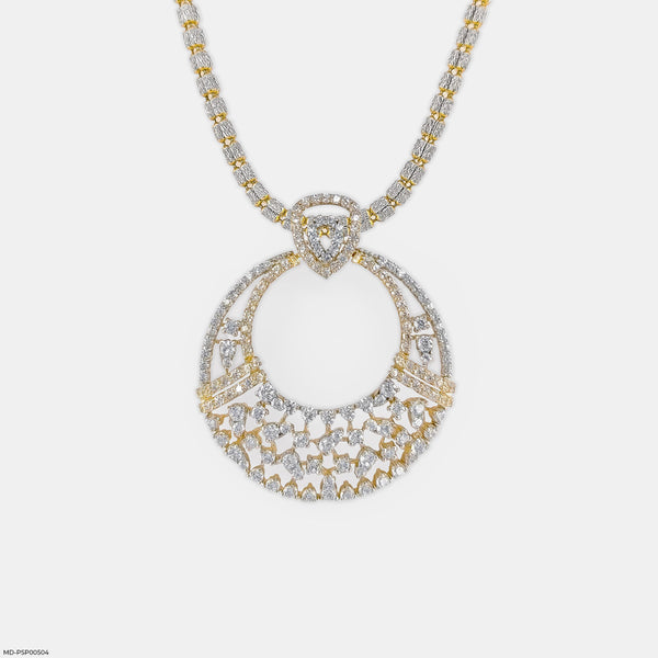 Lace-Design Diamond Pendant 18K Yellow Gold