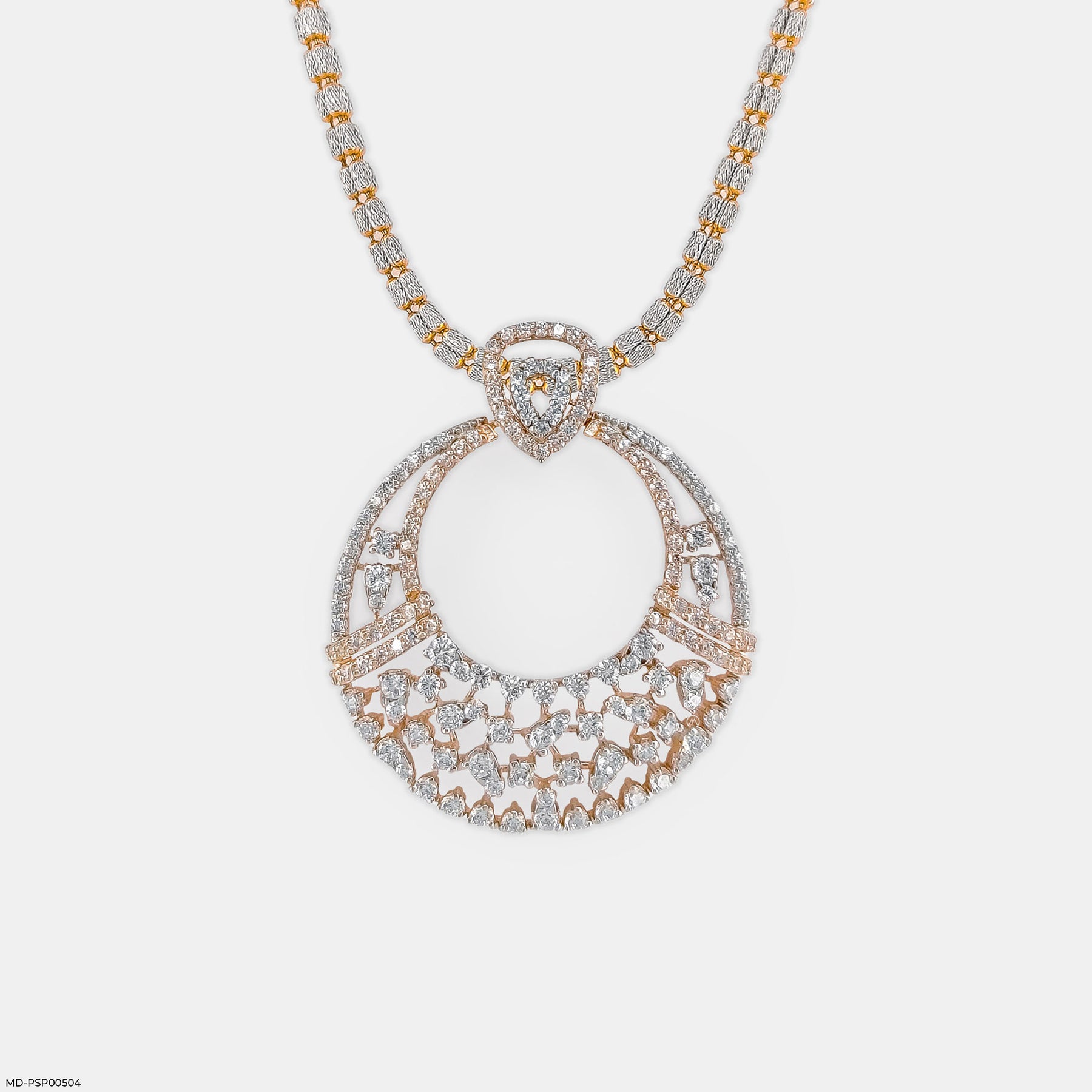 Lace-Design Diamond Pendant 14K Yellow Gold