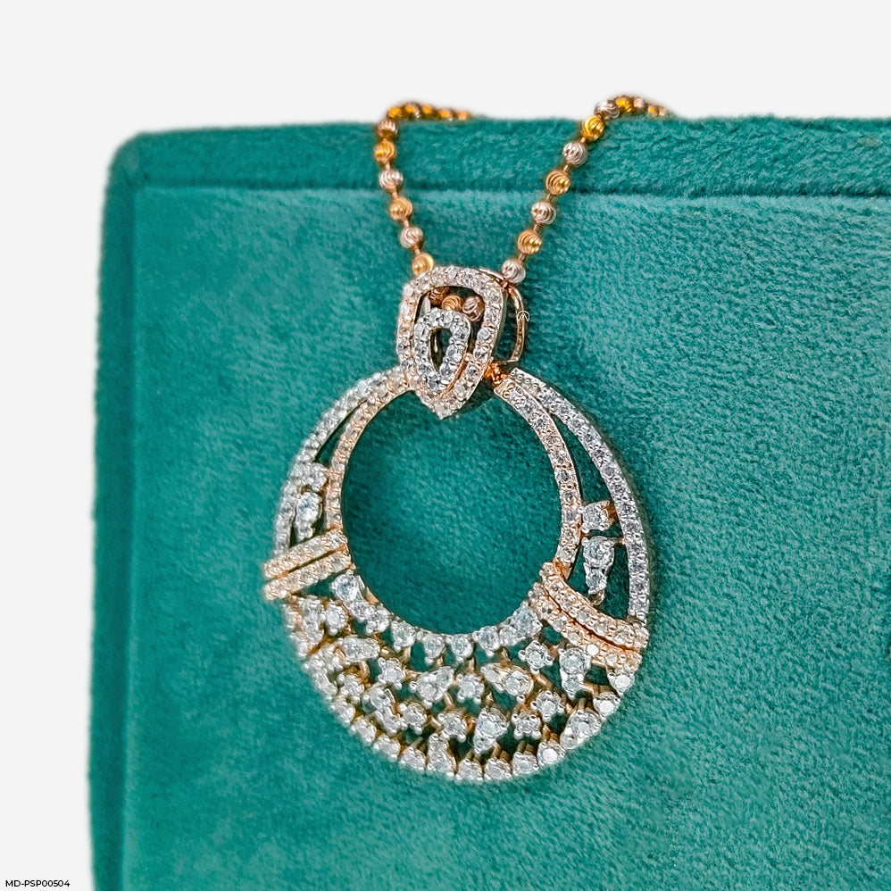 Lace-Design Diamond Pendant 9K Rose Gold