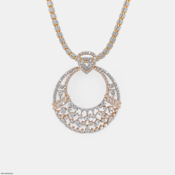 Lace-Design Diamond Pendant 14K Rose Gold