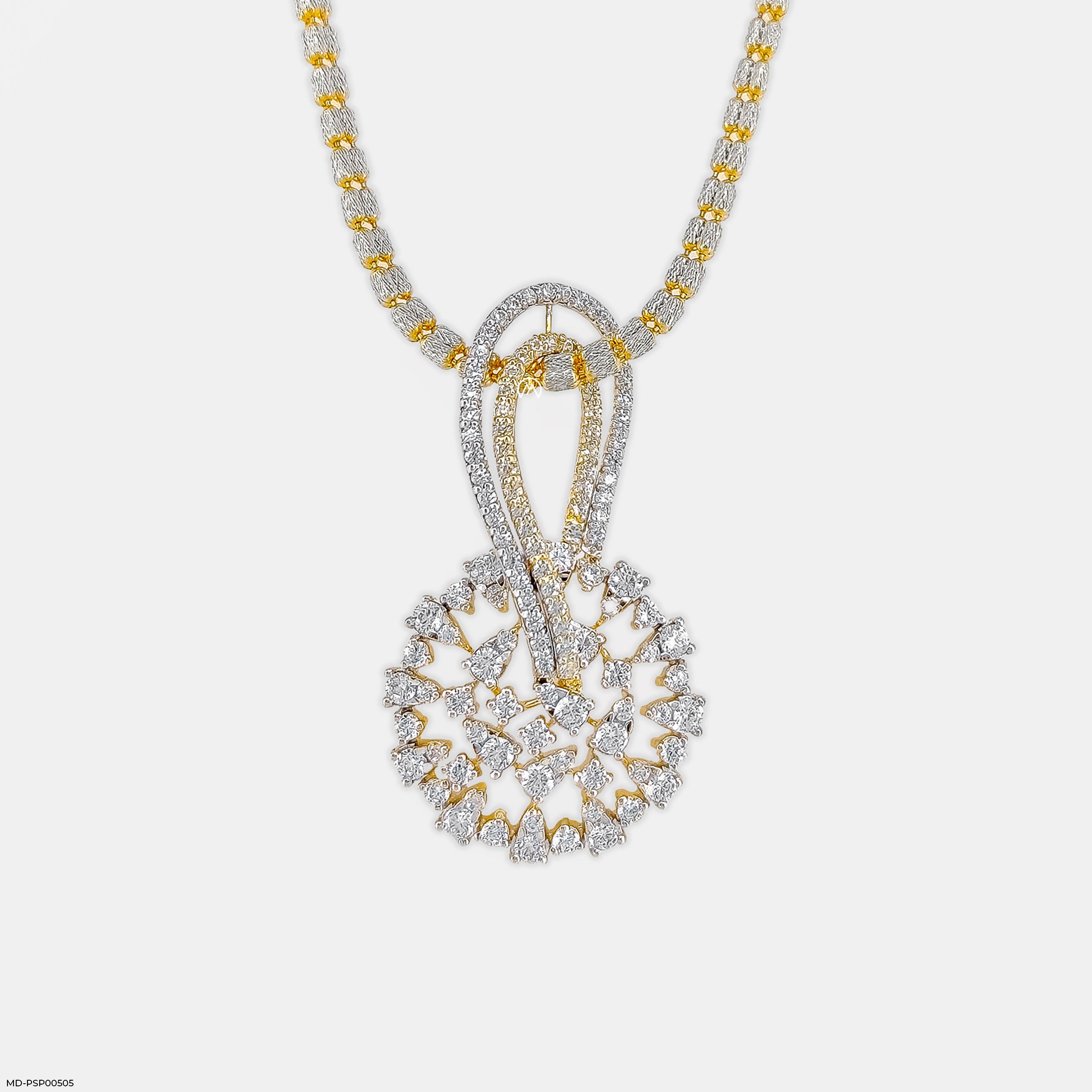 Interwoven Diamond Pendant 9K Yellow Gold