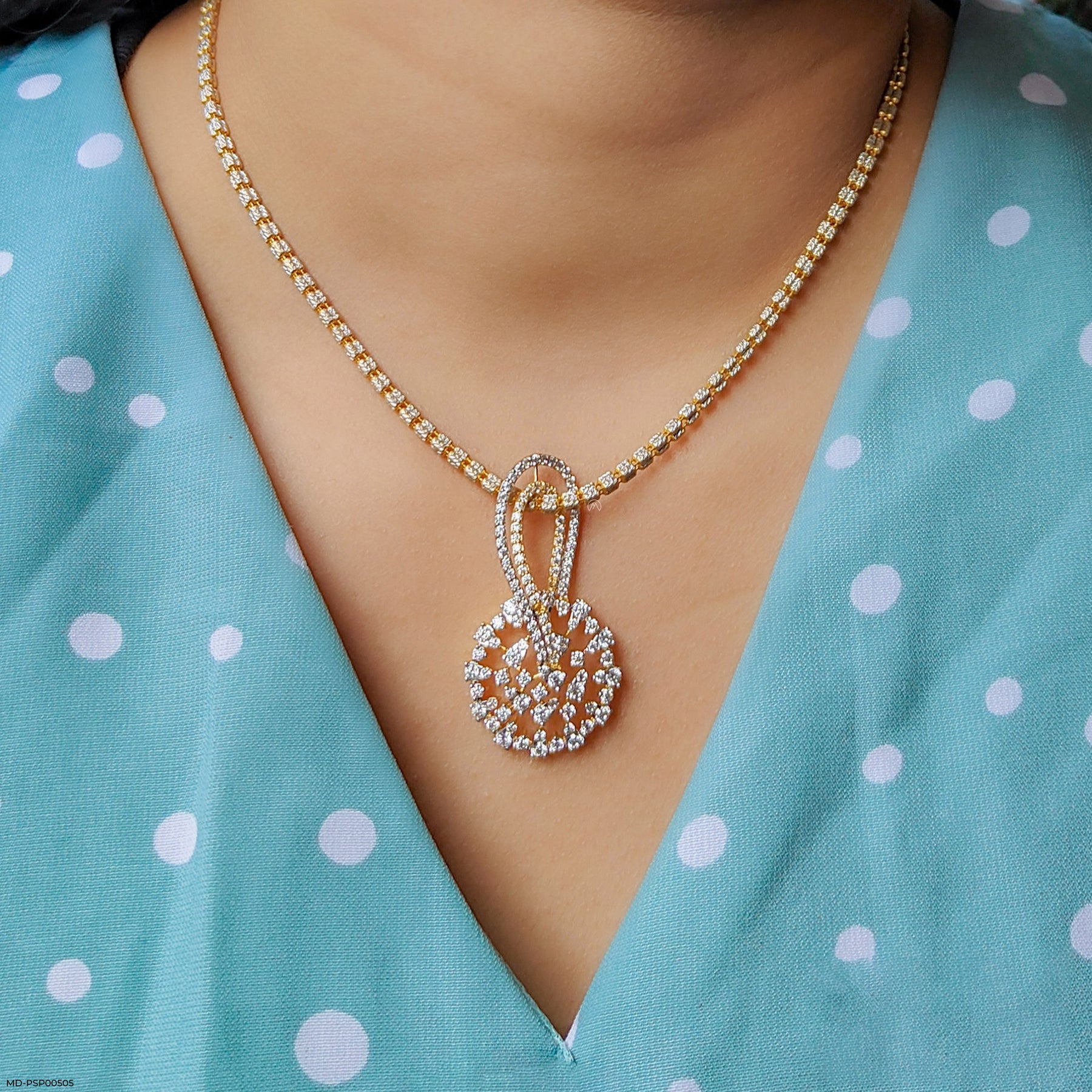 Interwoven Diamond Pendant 14K Yellow Gold