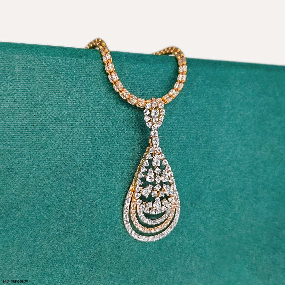 Filigree Teardrop Diamond Pendant 14K White Gold